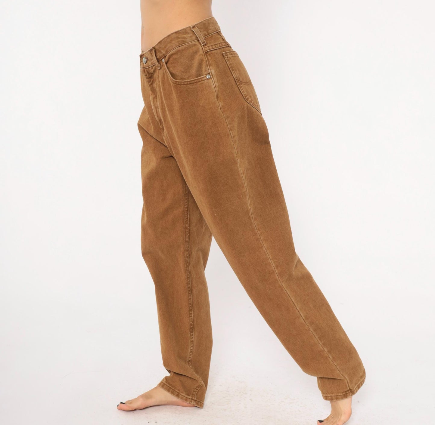 90s Lee Brown Tapered High-Waisted Jeans Denim Tan Cotton Medium M