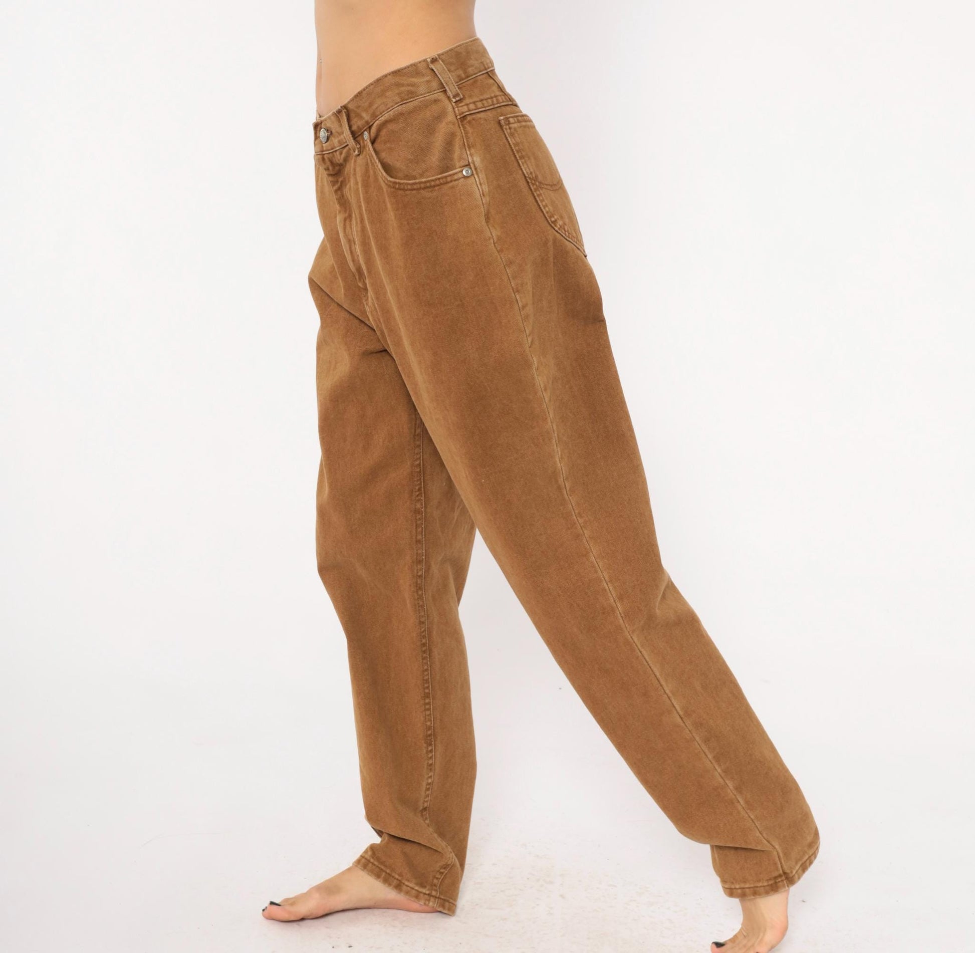 90s Lee Brown Tapered High-Waisted Jeans Denim Tan Cotton Medium M