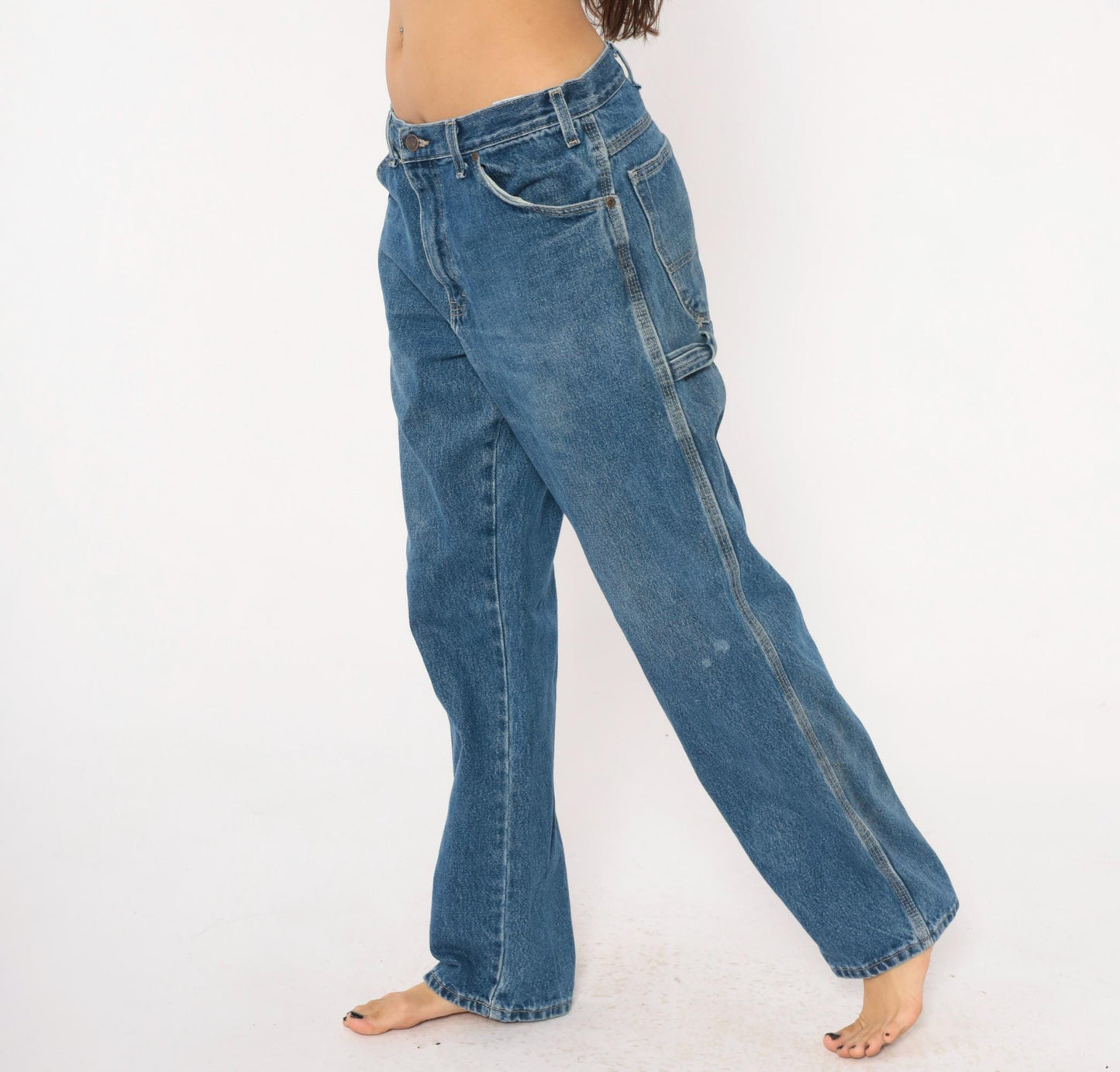 Dickies Carpenter Jeans 90s Cobalt Blue Denim Straight Leg Utility 33x32
