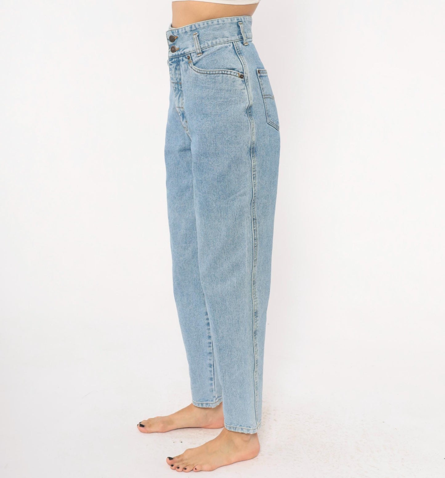 90s Sostanza Workwear Mom Jeans Light Wash High Rise Tapered Extra Small XS