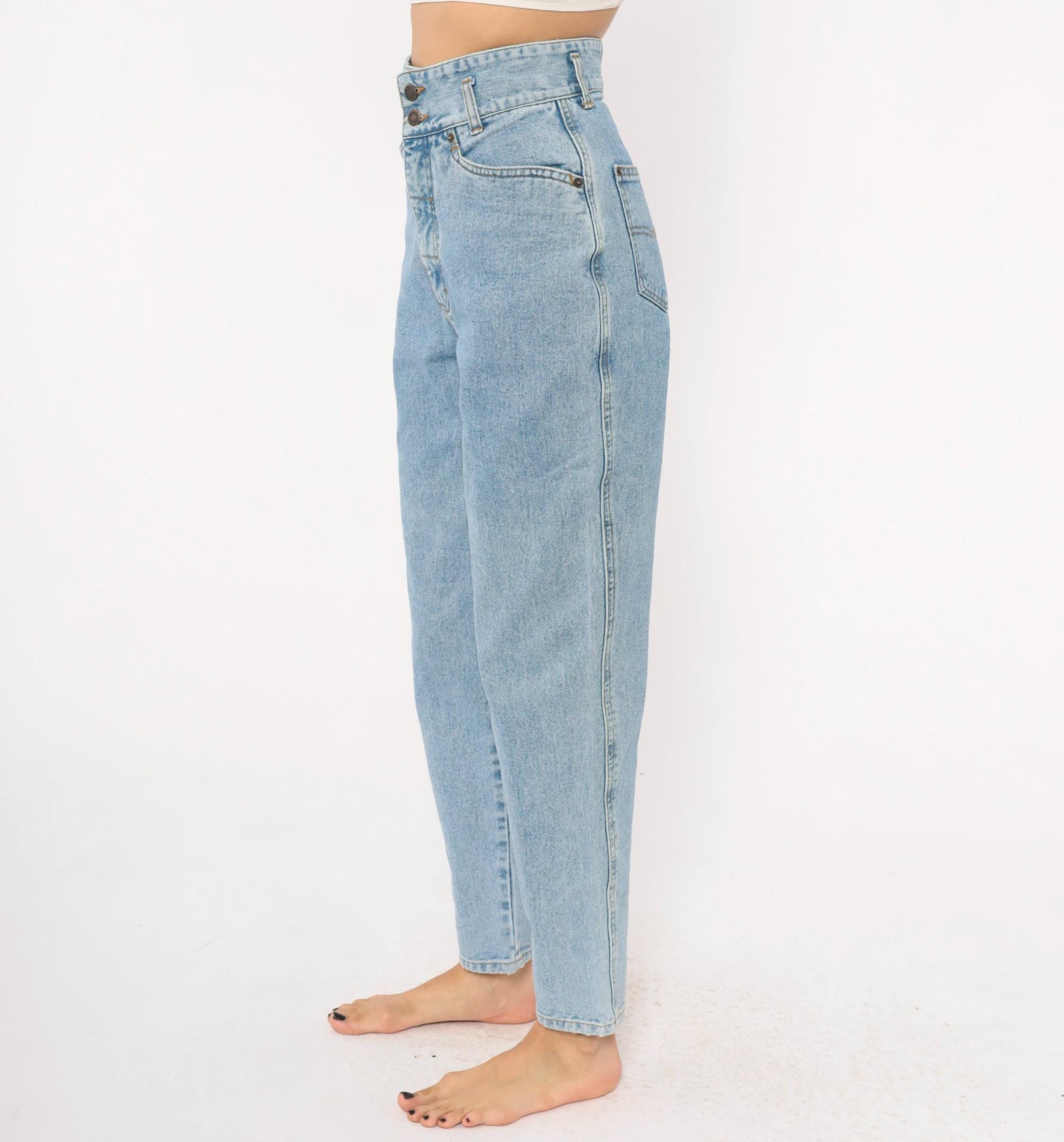 90s Sostanza Workwear Mom Jeans Light Wash High Rise Tapered Extra Small XS