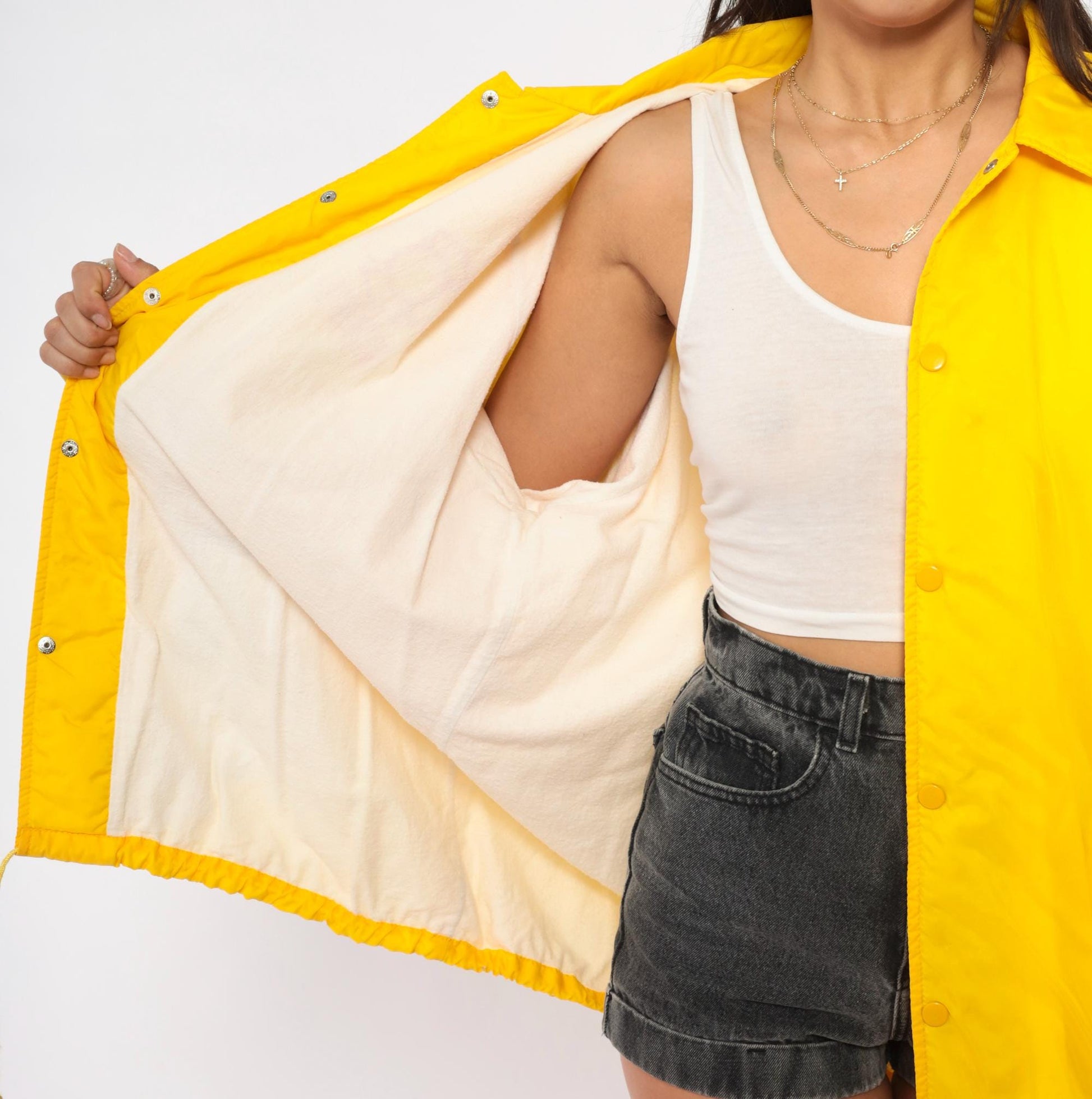 80s Rio Rico Fire Department Coach Jacket Yellow Nylon Windbreaker Extra Large XL