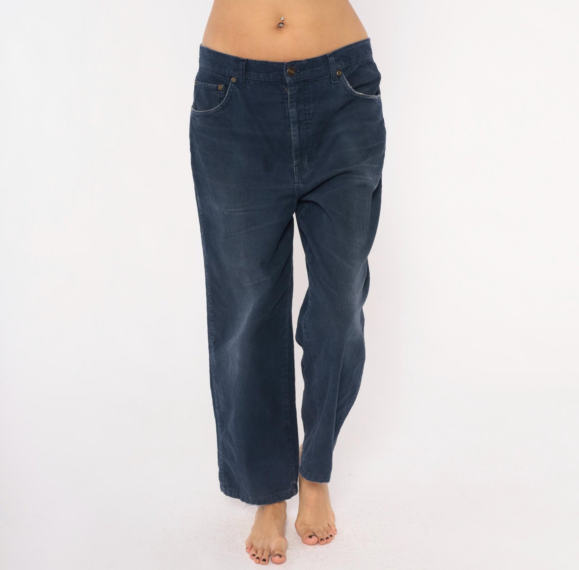 90s BCC Blues Navy Corduroy Pants Straight Leg Five Pocket 34/30