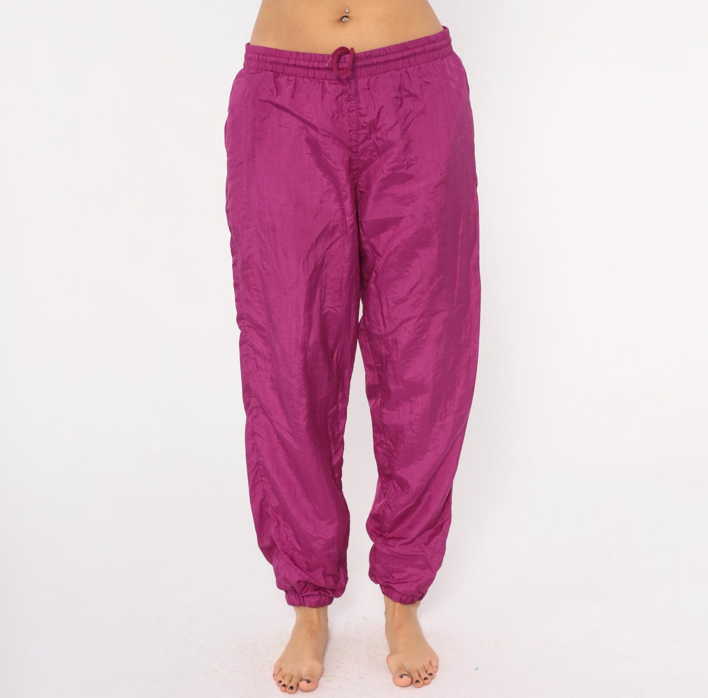 90s Magenta Windbreaker Track Pants Tapered Joggers Purple Small S