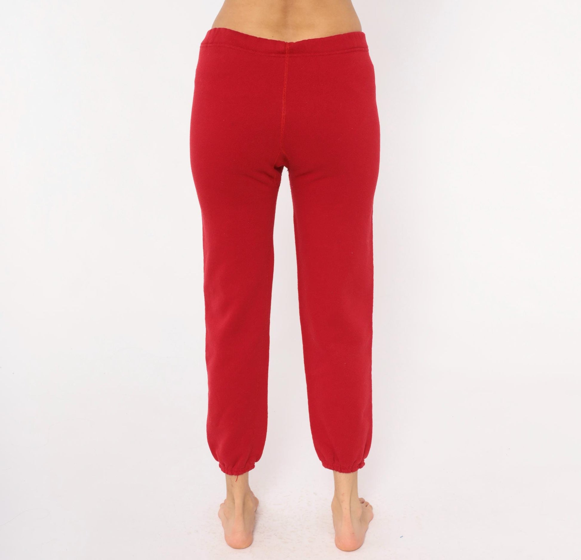 80s Heavyweight Sweats Discus Athletic Red Joggers Tapered Crimson Medium