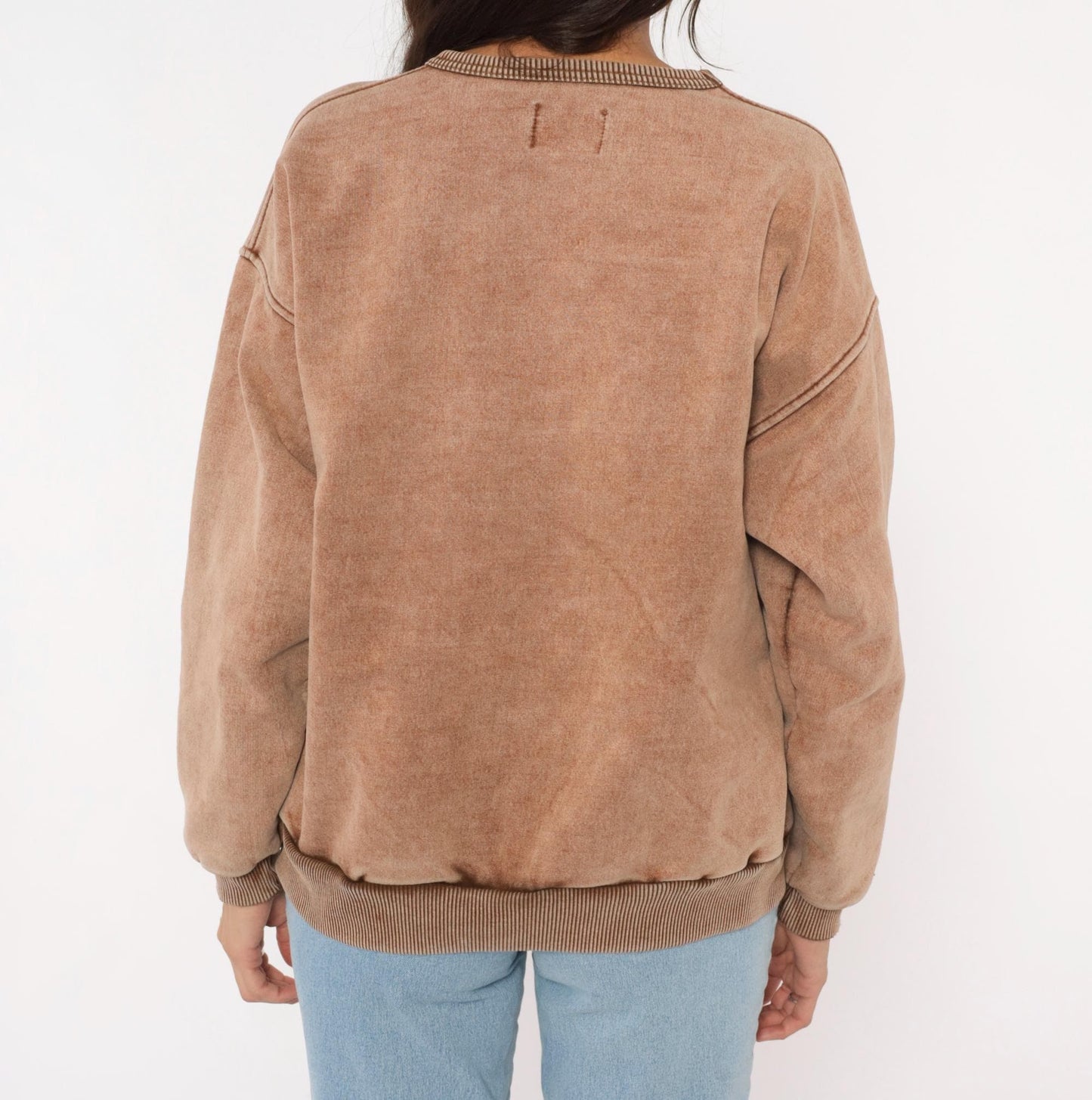 90s Pacific Northwest Native Art Embroidered Sweatshirt Stonewash Tan Medium