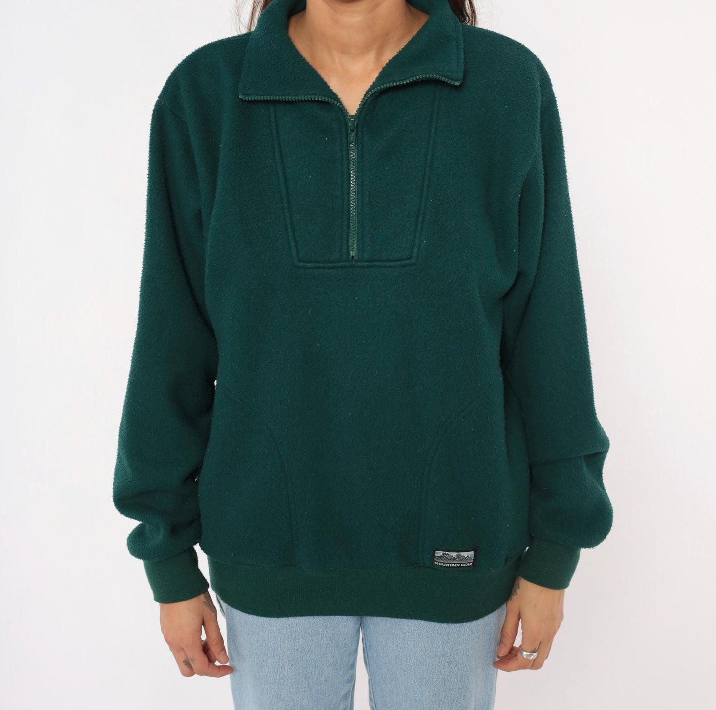 90s Mountain Gear Forest Green Quarter Zip Fleece Pullover Mens Medium