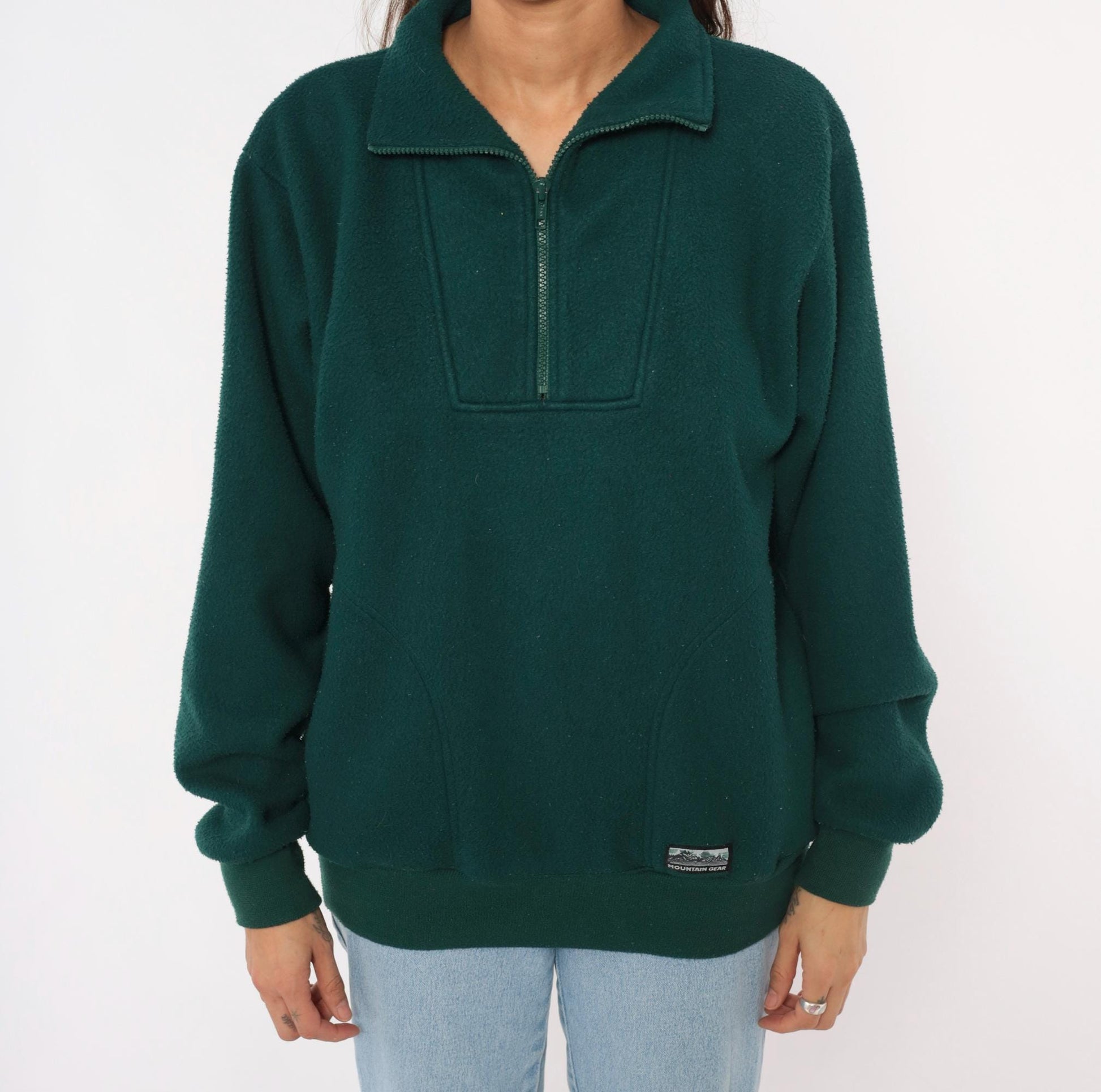 90s Mountain Gear Forest Green Quarter Zip Fleece Pullover Mens Medium