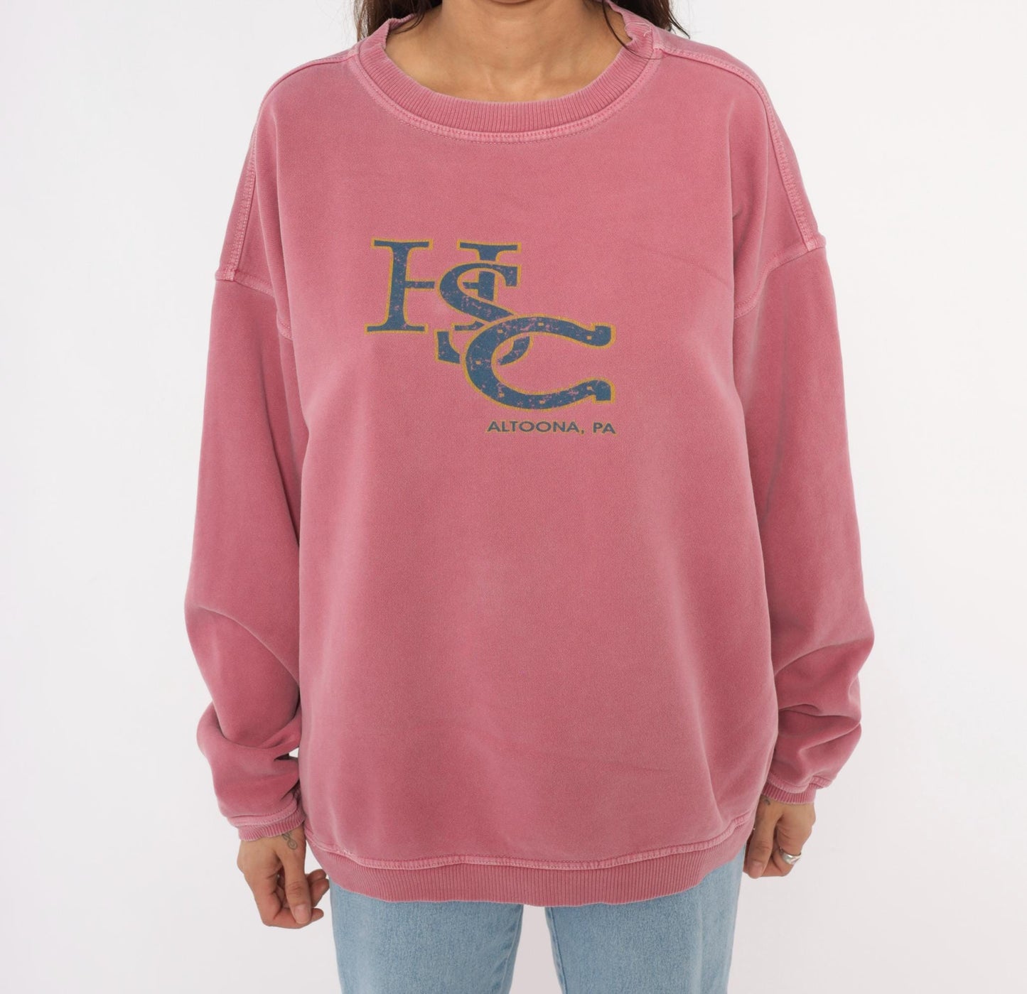 90s HSC Altoona Dusty Rose Crewneck Sweatshirt Pigment Dyed Extra Large XL