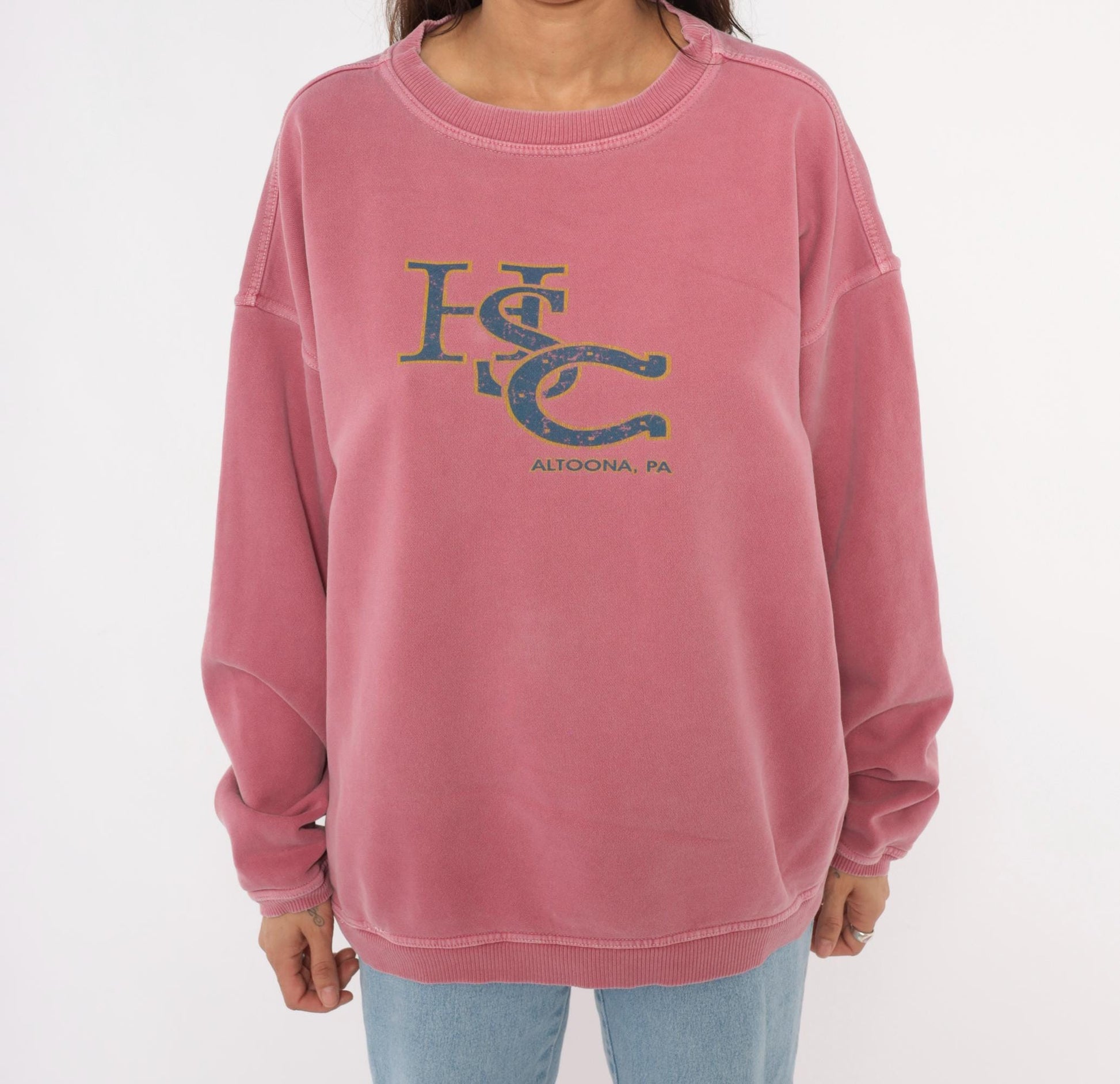 90s HSC Altoona Dusty Rose Crewneck Sweatshirt Pigment Dyed Extra Large XL