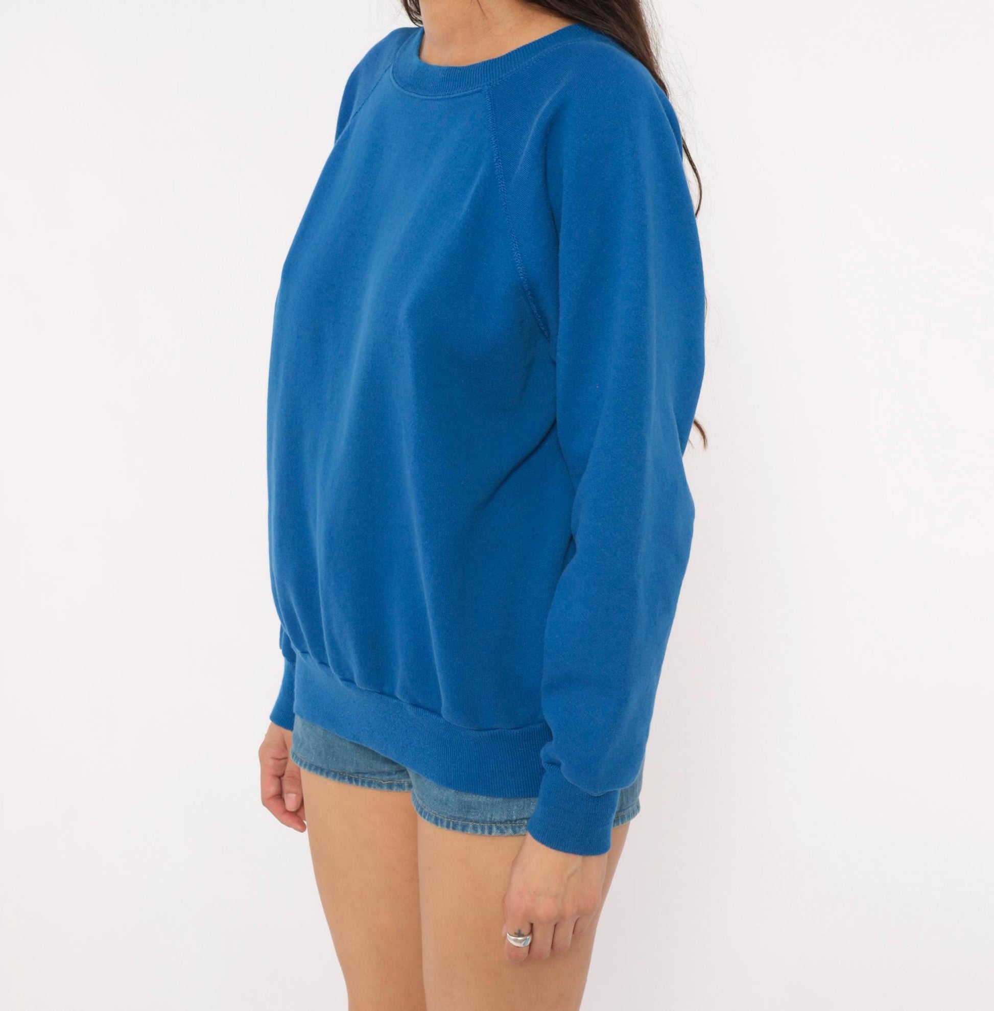 80s Pannill Cobalt Raglan Sweatshirt Crewneck Pullover Blue Large L