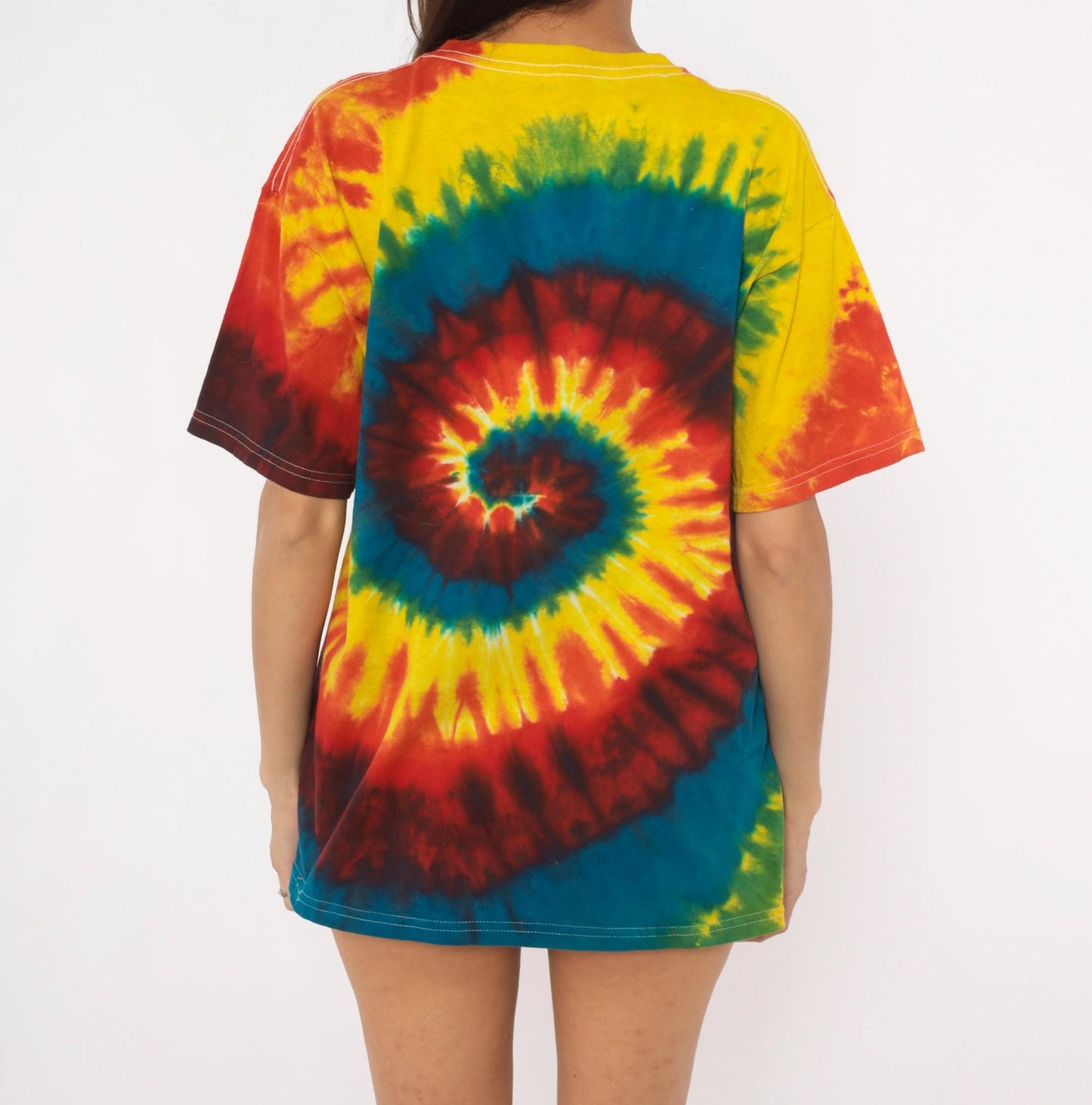 2000s Anvil Tie Dye Antigua Embroidered Tropical Tee Large L