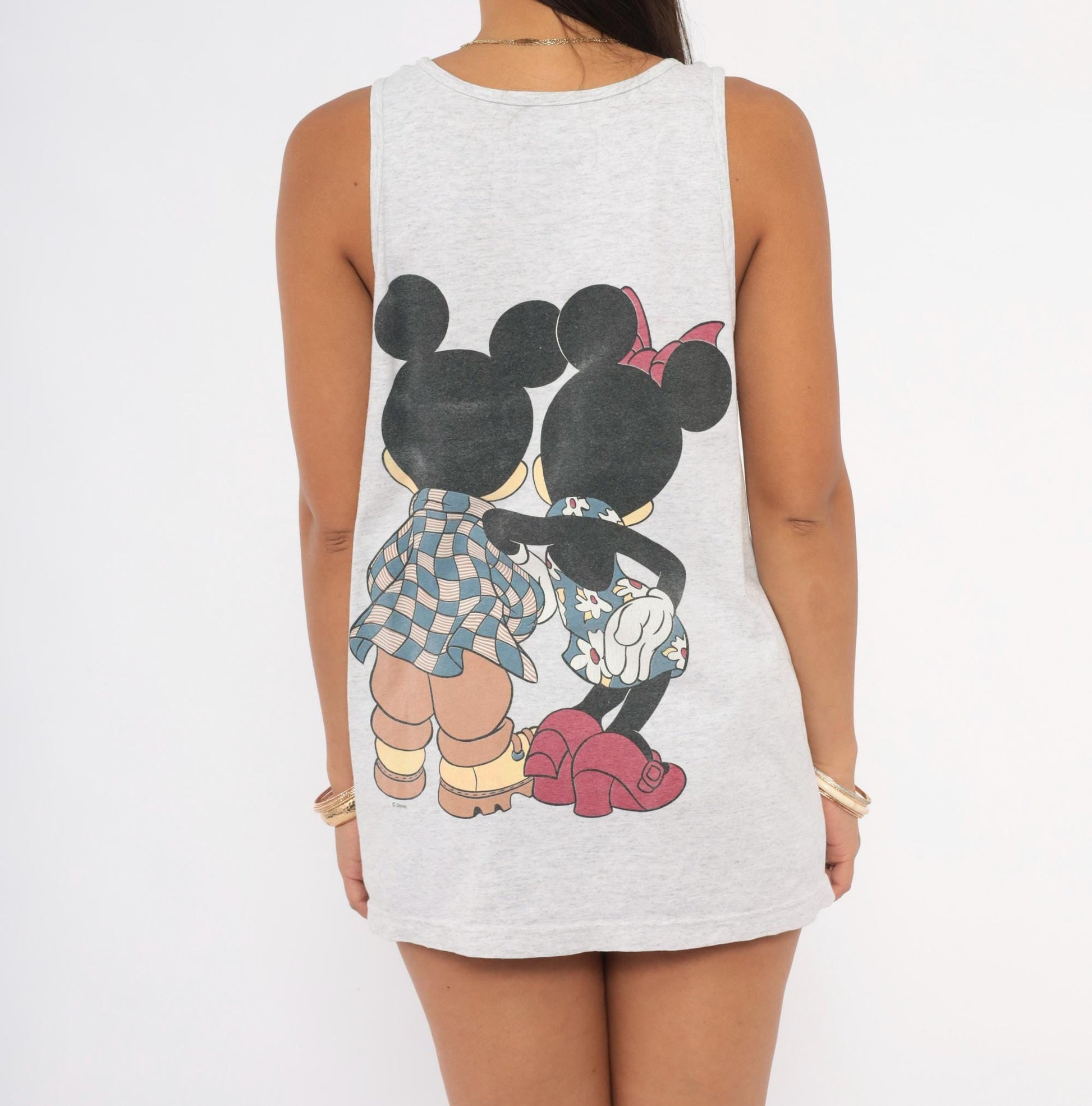 90s Mickey Minnie Mouse Tank Grey Heather Florida Disney Graphic Medium M