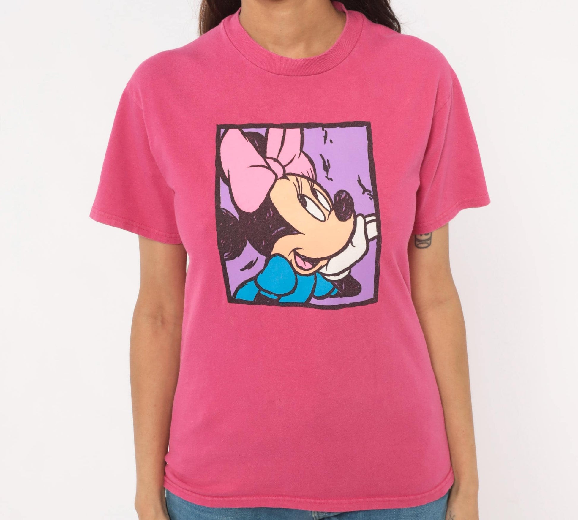 90s Minnie Mouse Disney Store Graphic Tee Pink Cotton Extra Small XS