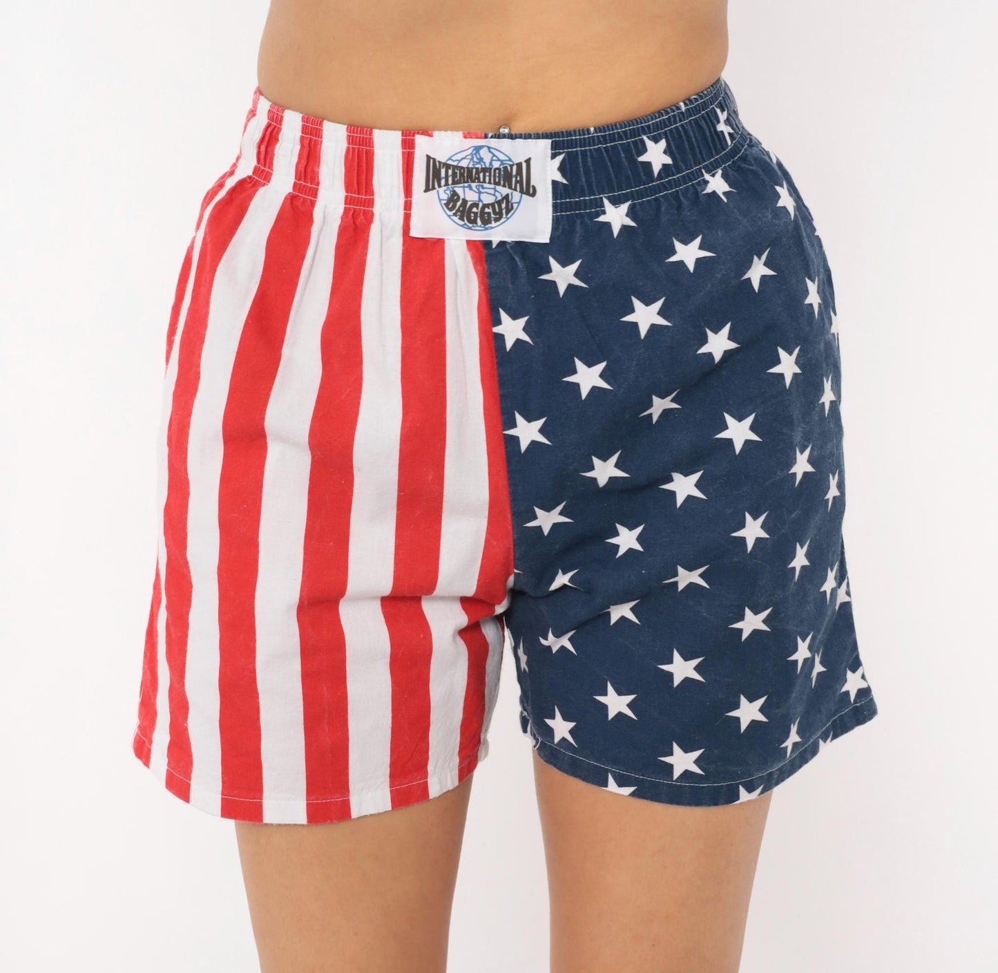 90s International Baggyz American Flag Shorts Stars Stripes Navy Small