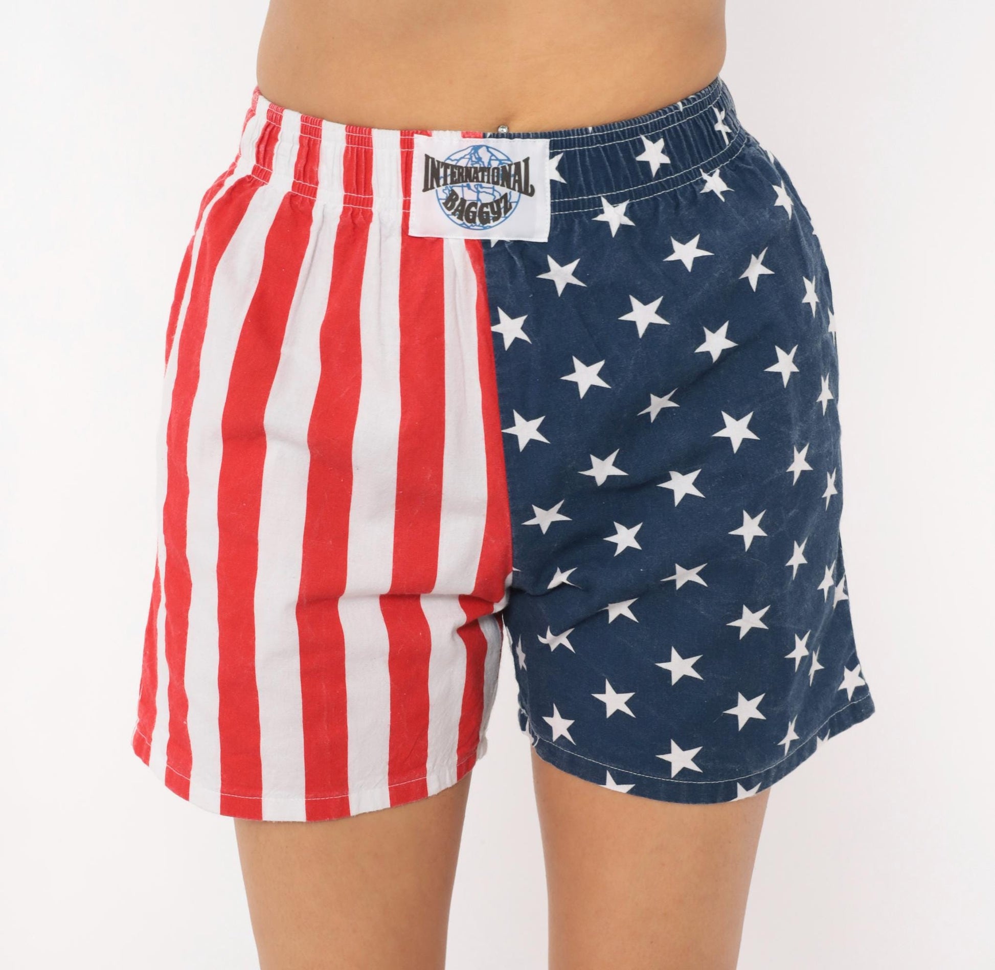 90s International Baggyz American Flag Shorts Stars Stripes Navy Small