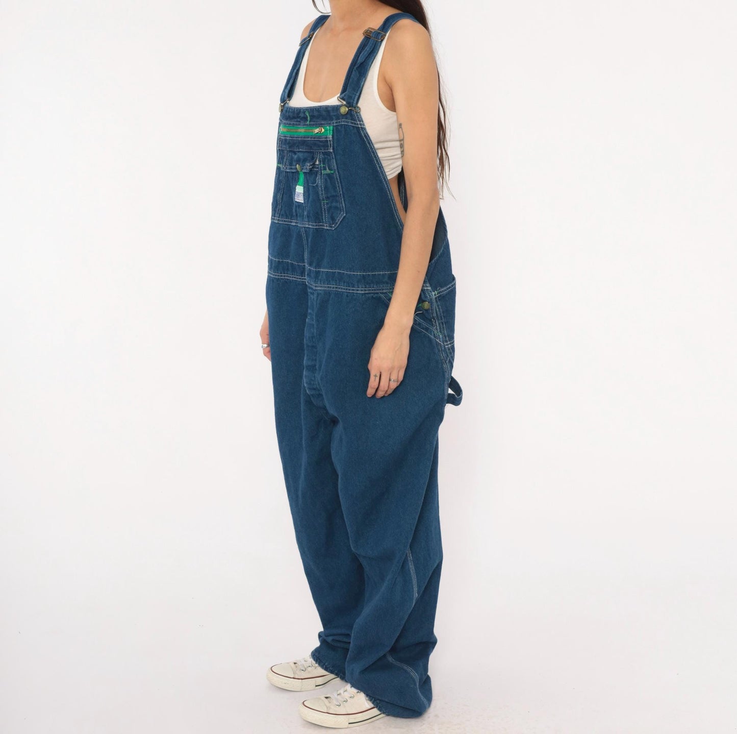 Y2K Liberty Denim Bib Overalls Green Pocket Carpenter Workwear Plus Size XXL