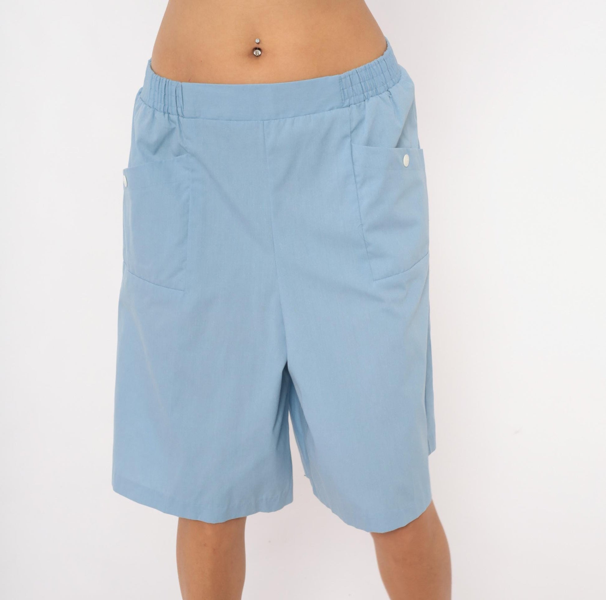 80s Haband Sky Blue Culottes Wide Leg Shorts Palazzo Pants Extra Large XL