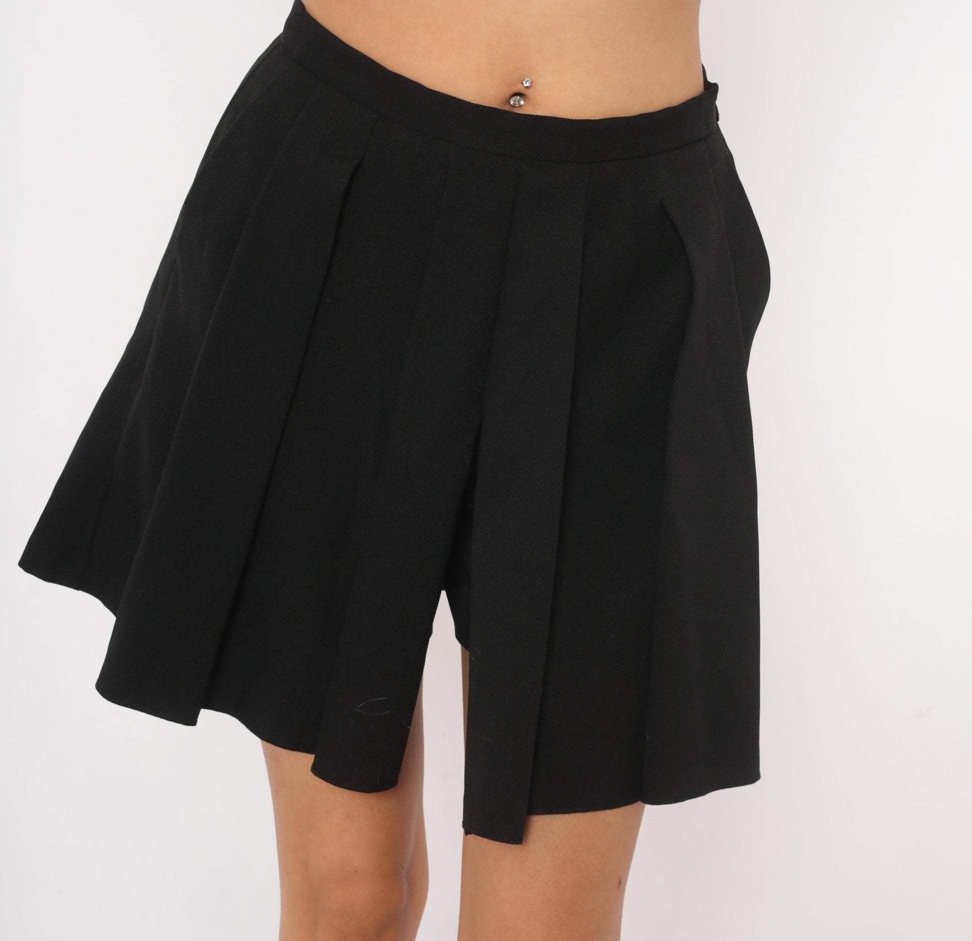 J. Crew 2000s Black Box Pleat Mini Skirt Flared A-Line Preppy Extra Small XS