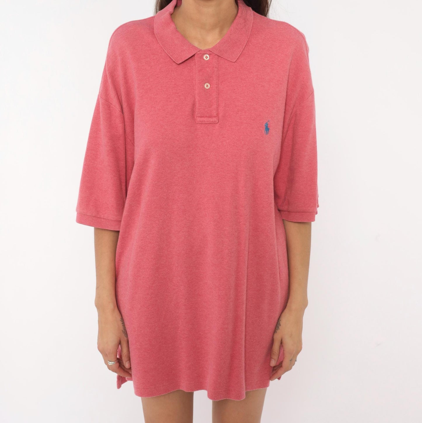 90s Polo Ralph Lauren Cotton Polo Shirt Heathered Rose Pink Extra Large XL