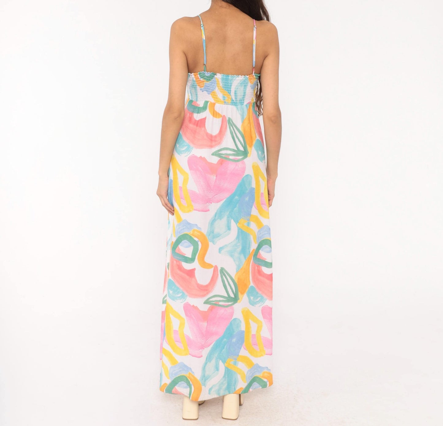 2000s Show Me Your Mumu Abstract Brushstroke Maxi Dress Spaghetti Strap Small