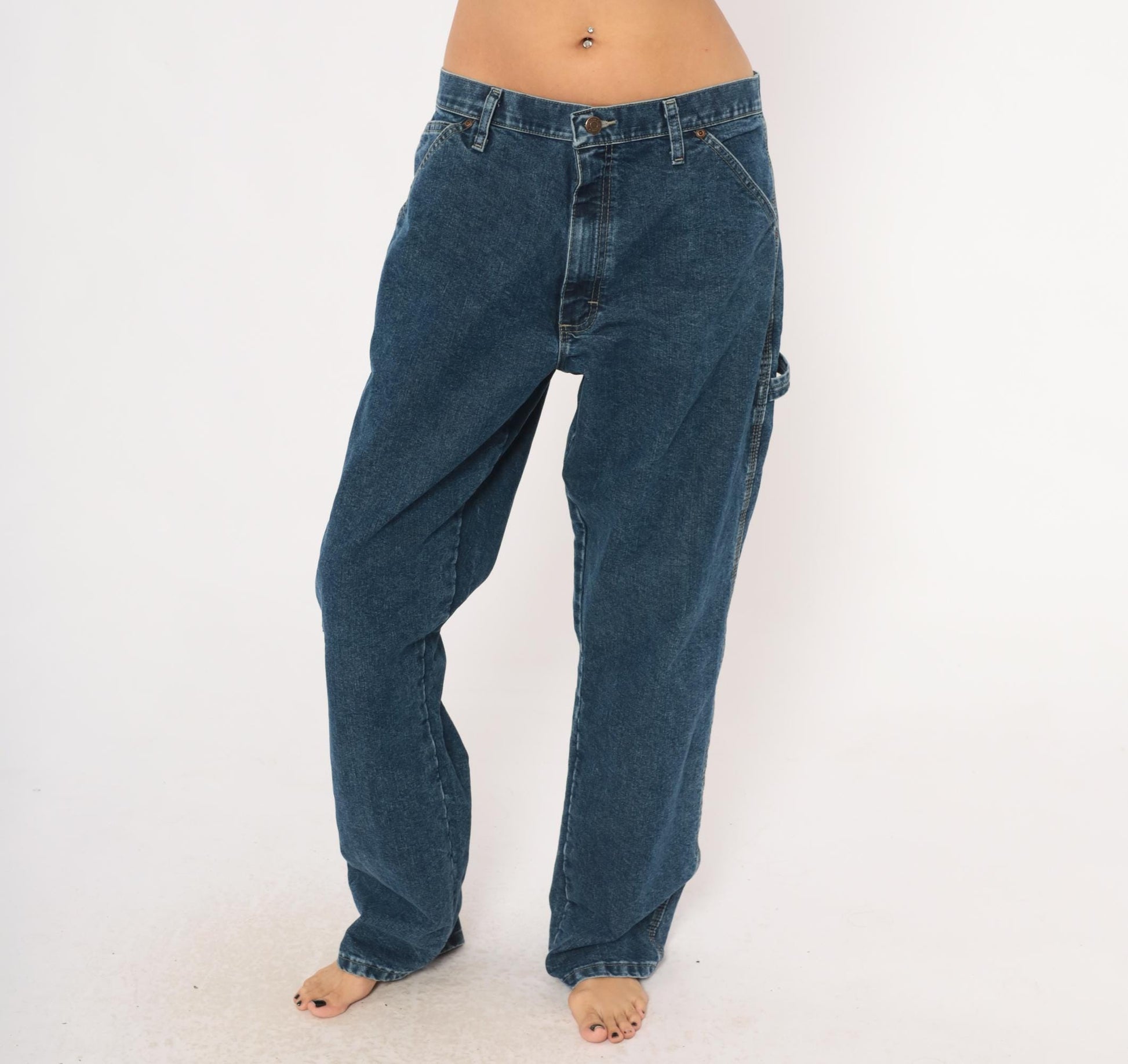 Y2K Wrangler Carpenter Jeans Navy Denim Straight Leg 34x32 Large