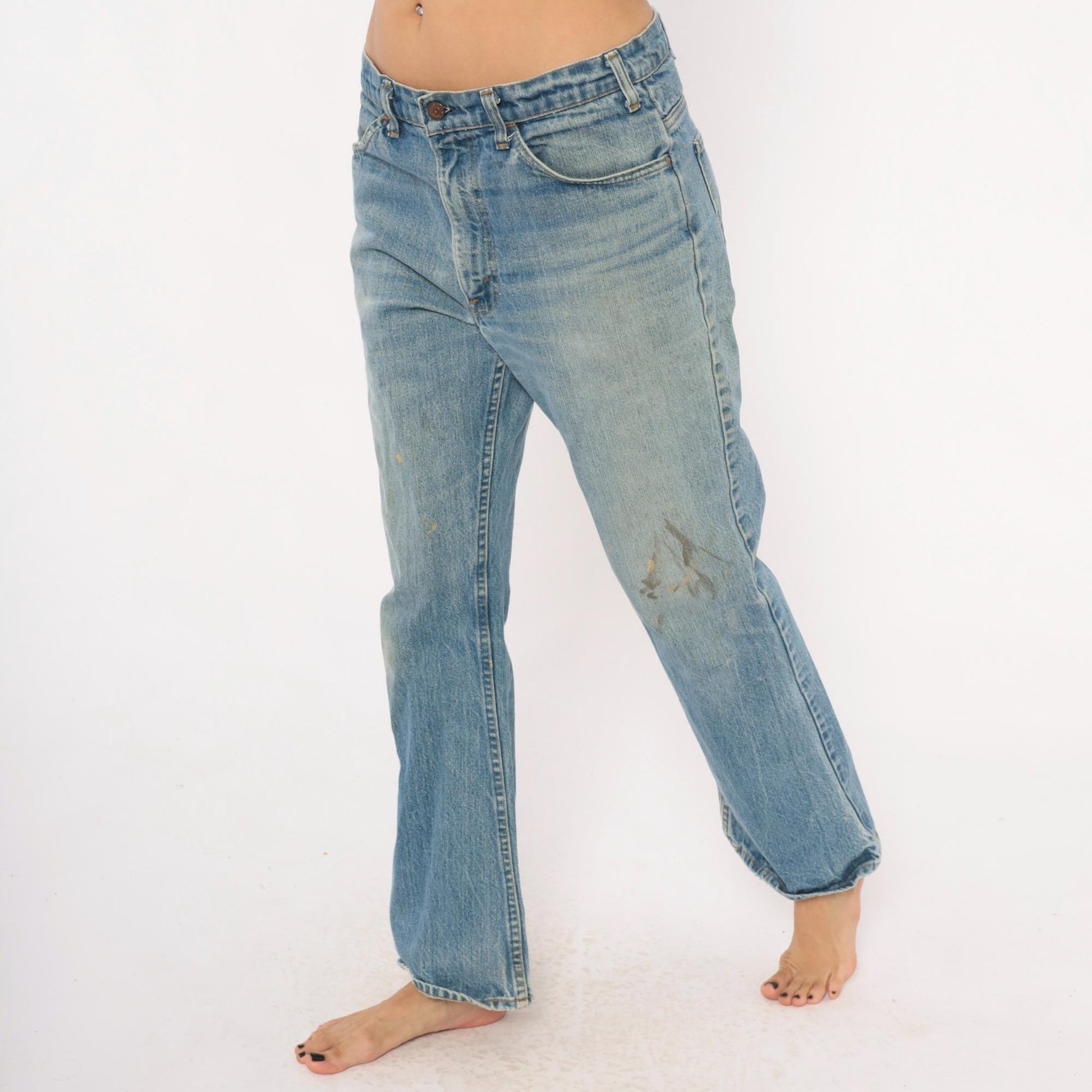 Y2K Levi's Orange Tab Flare Jeans Light Blue Distressed Low Rise 34x31