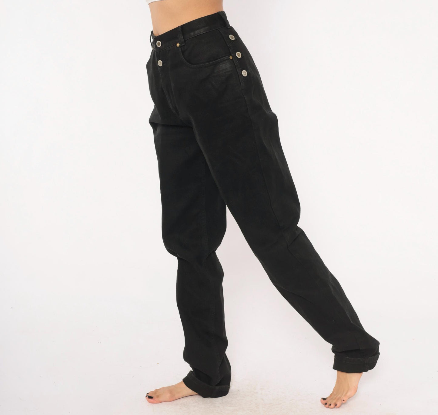 90s Lawman Western Black Denim High Waist Straight Leg Mom Jean Small