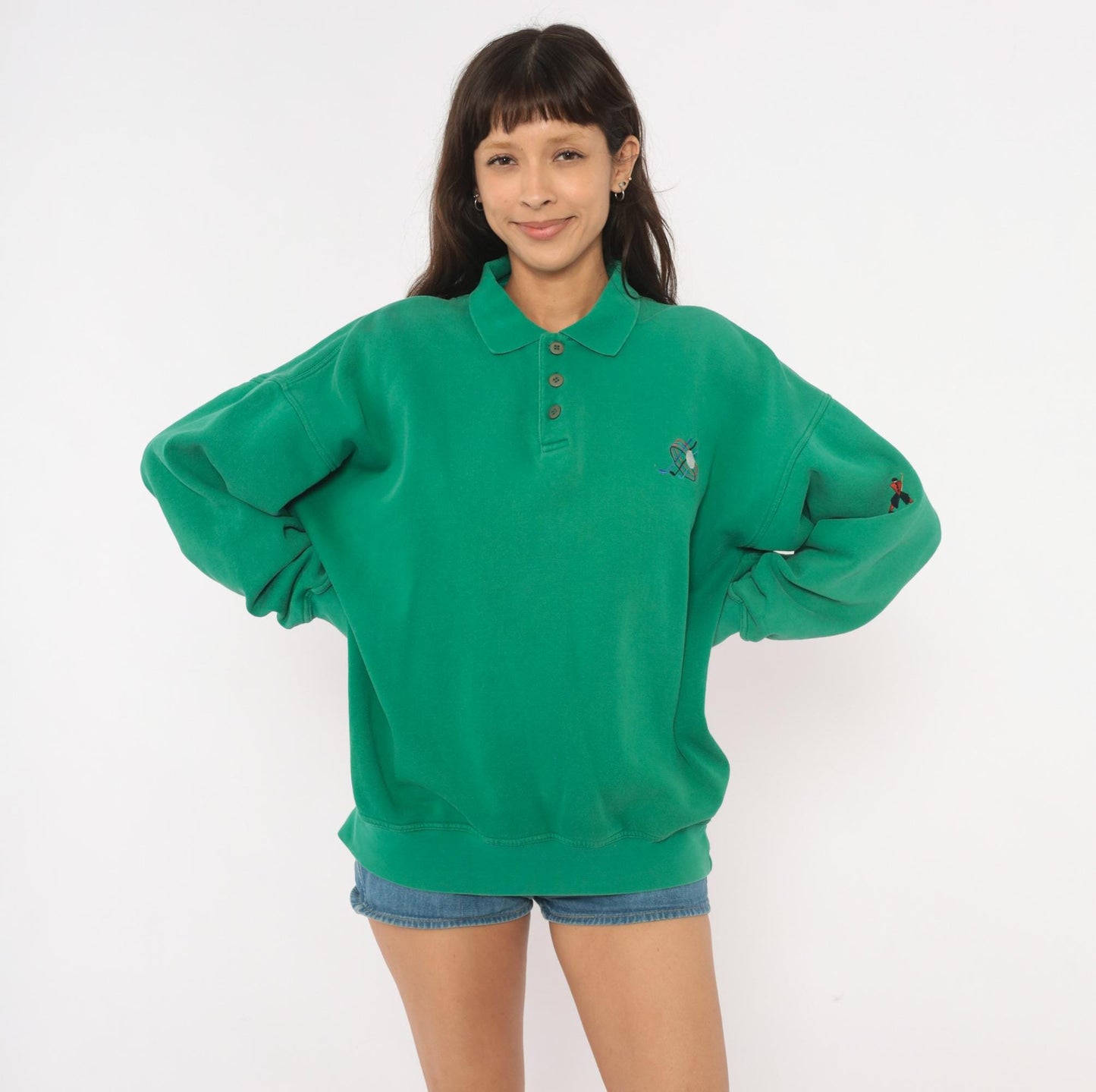 90s Pringle Sports Golf Polo Sweatshirt Green Embroidered Collared Large L