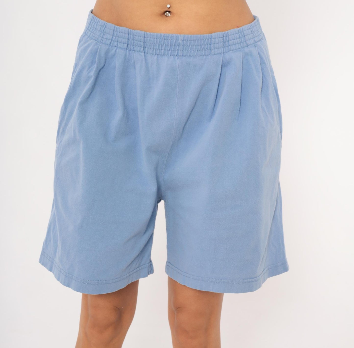 80s Lauren Brooke Pleated Bermuda Shorts Sky Blue Cotton Medium M