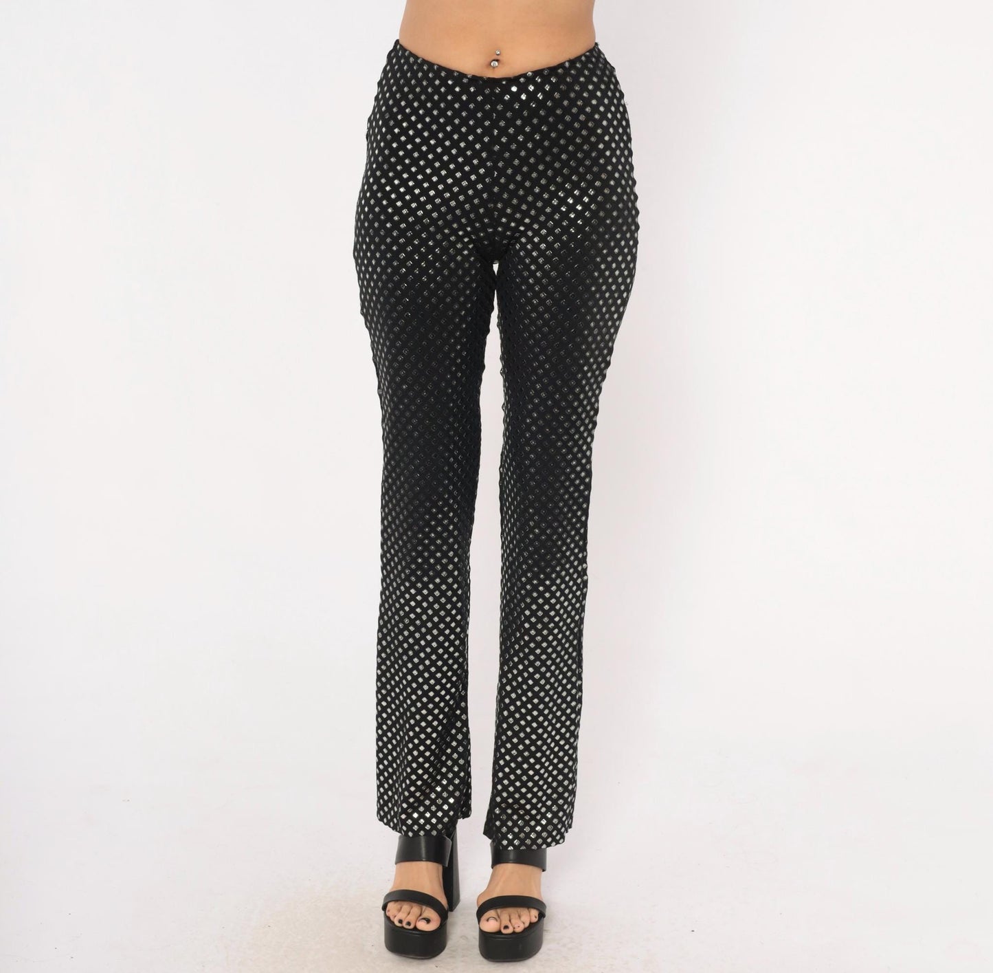 90s Je Taime Black Sequin Straight Leg Pants Low Rise Small