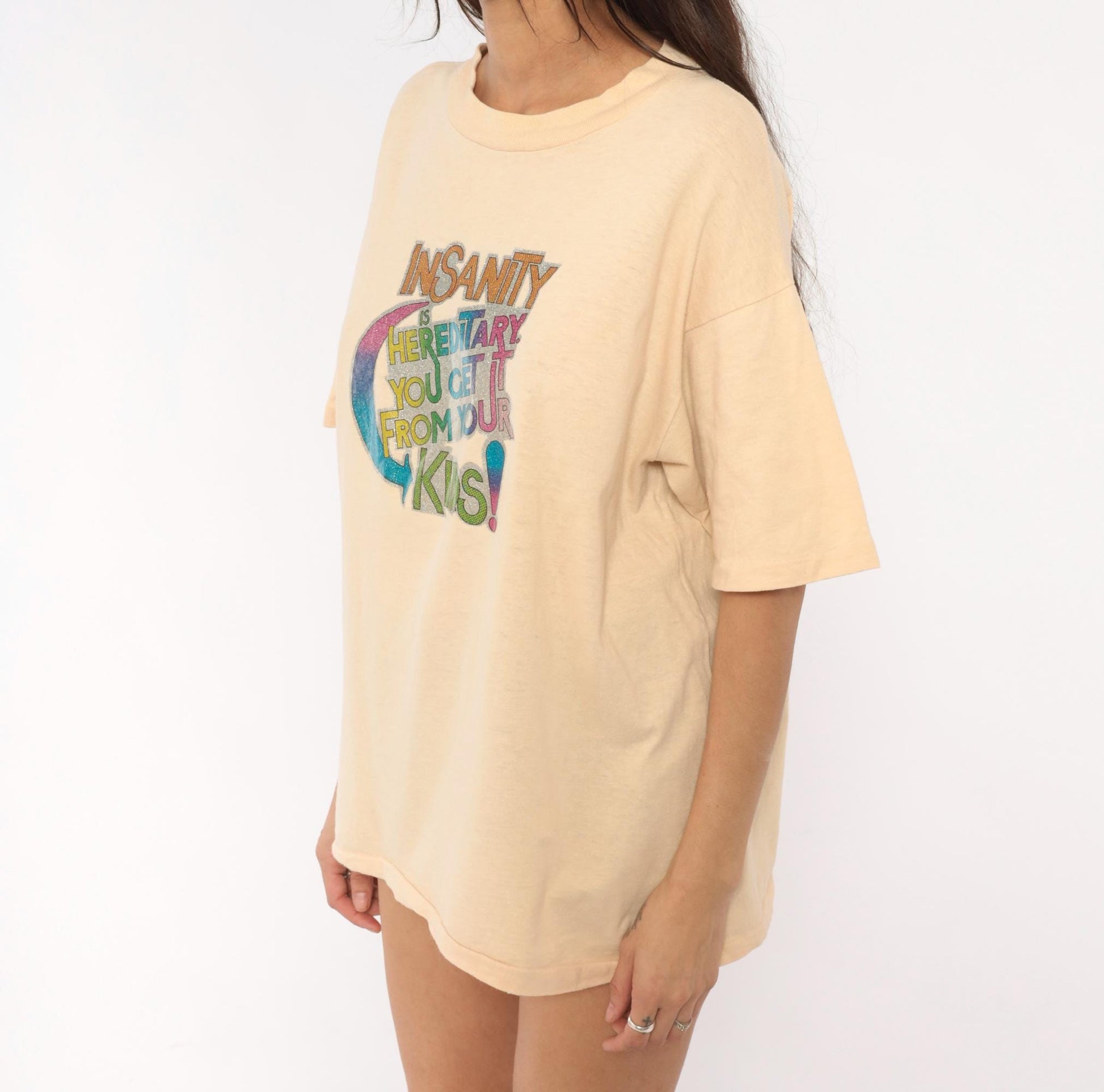 90s Anvil Graphic Tee Insanity Hereditary Kids Peach Cotton Extra Large