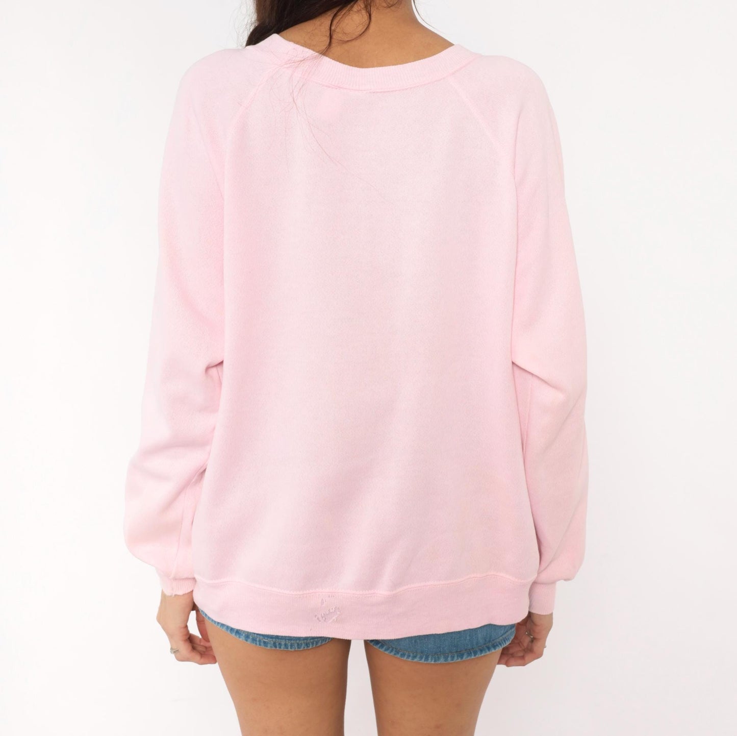 90s Heart of the Country Pink Patchwork Sweatshirt Raglan Cotton Medium M