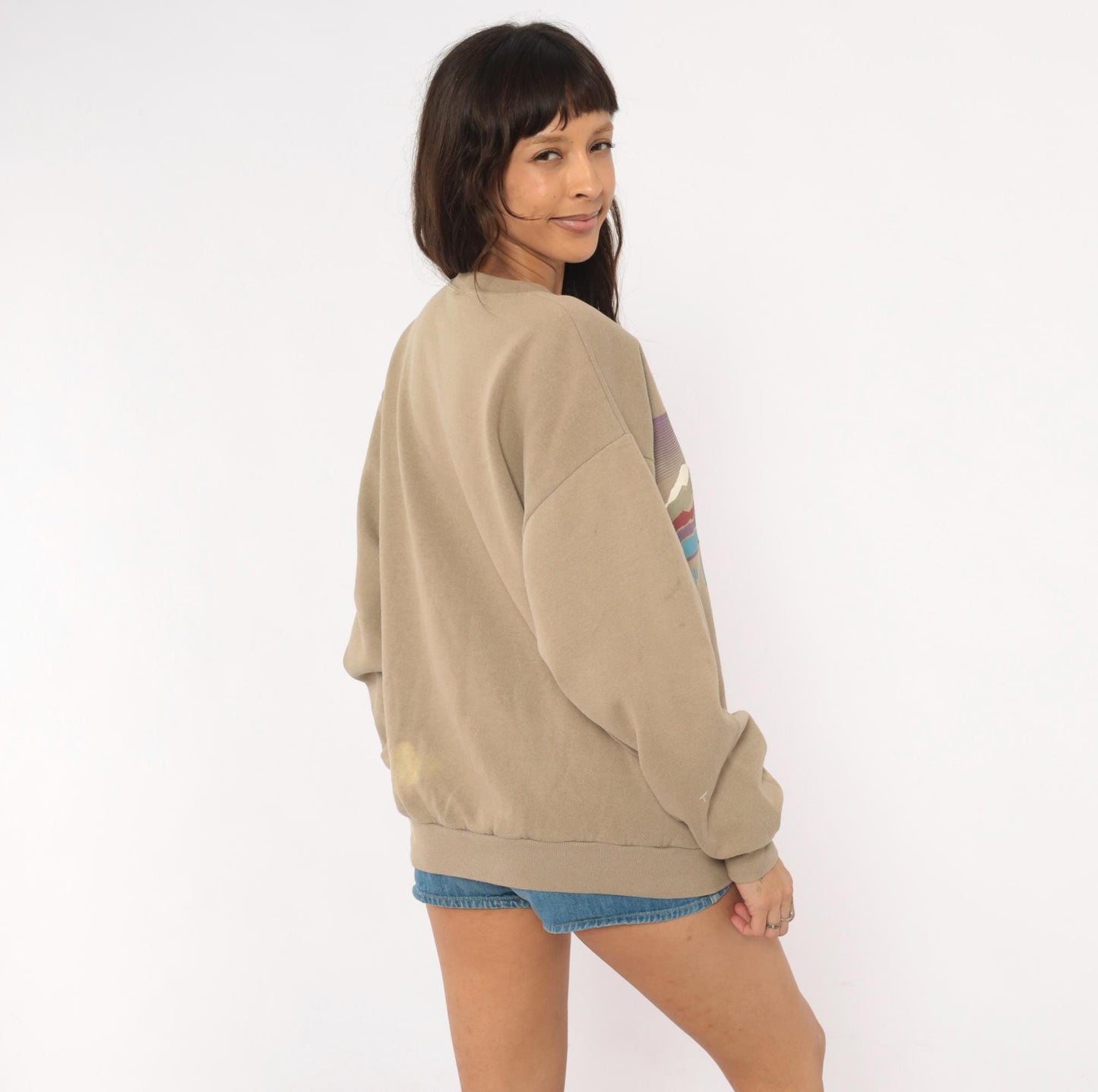 90s Jerzees Colorado Mountain Graphic Sweatshirt Tan Large L