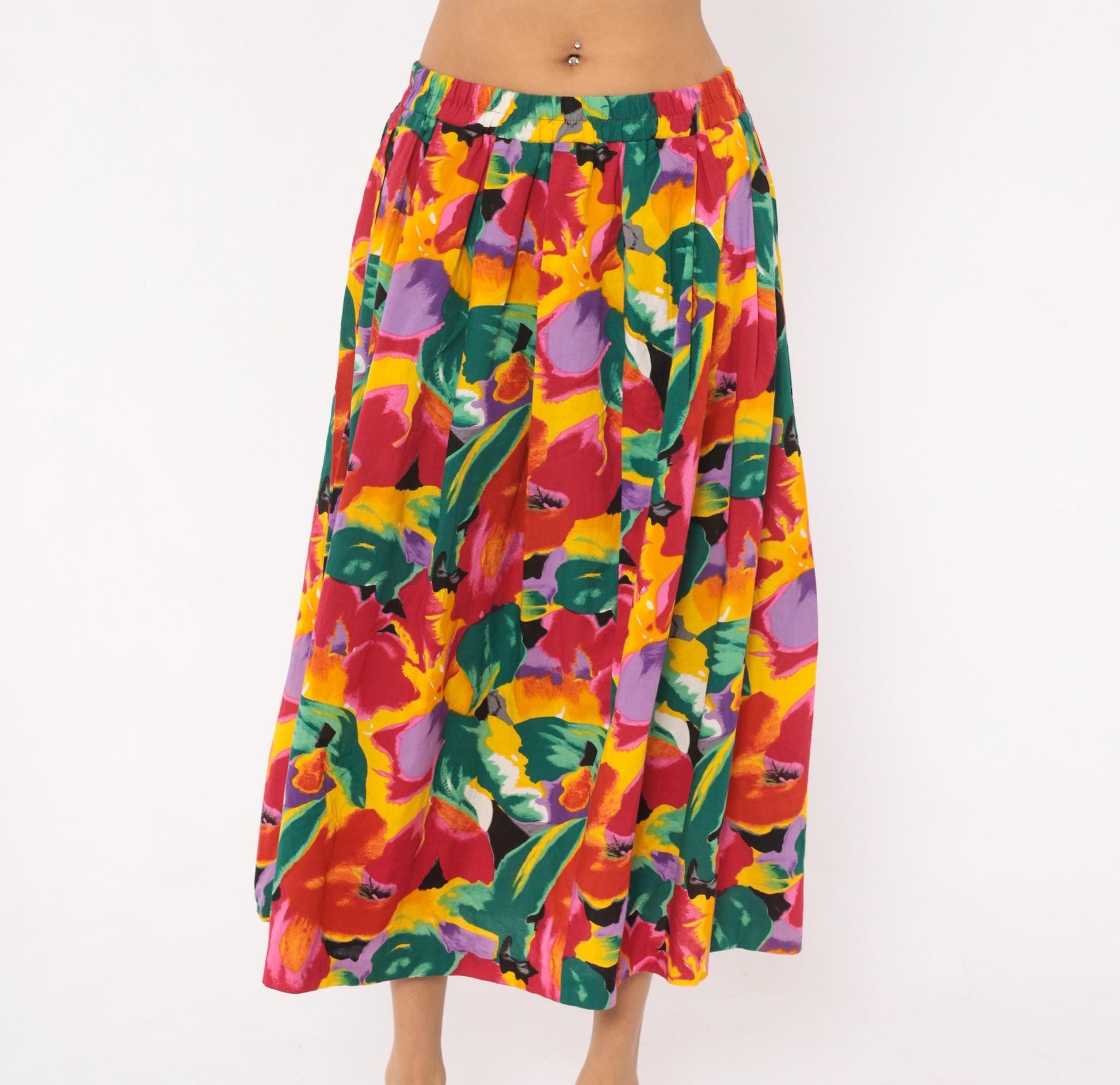 90s Success Dress Watercolor Floral Midi Skirt Multicolor Black Medium