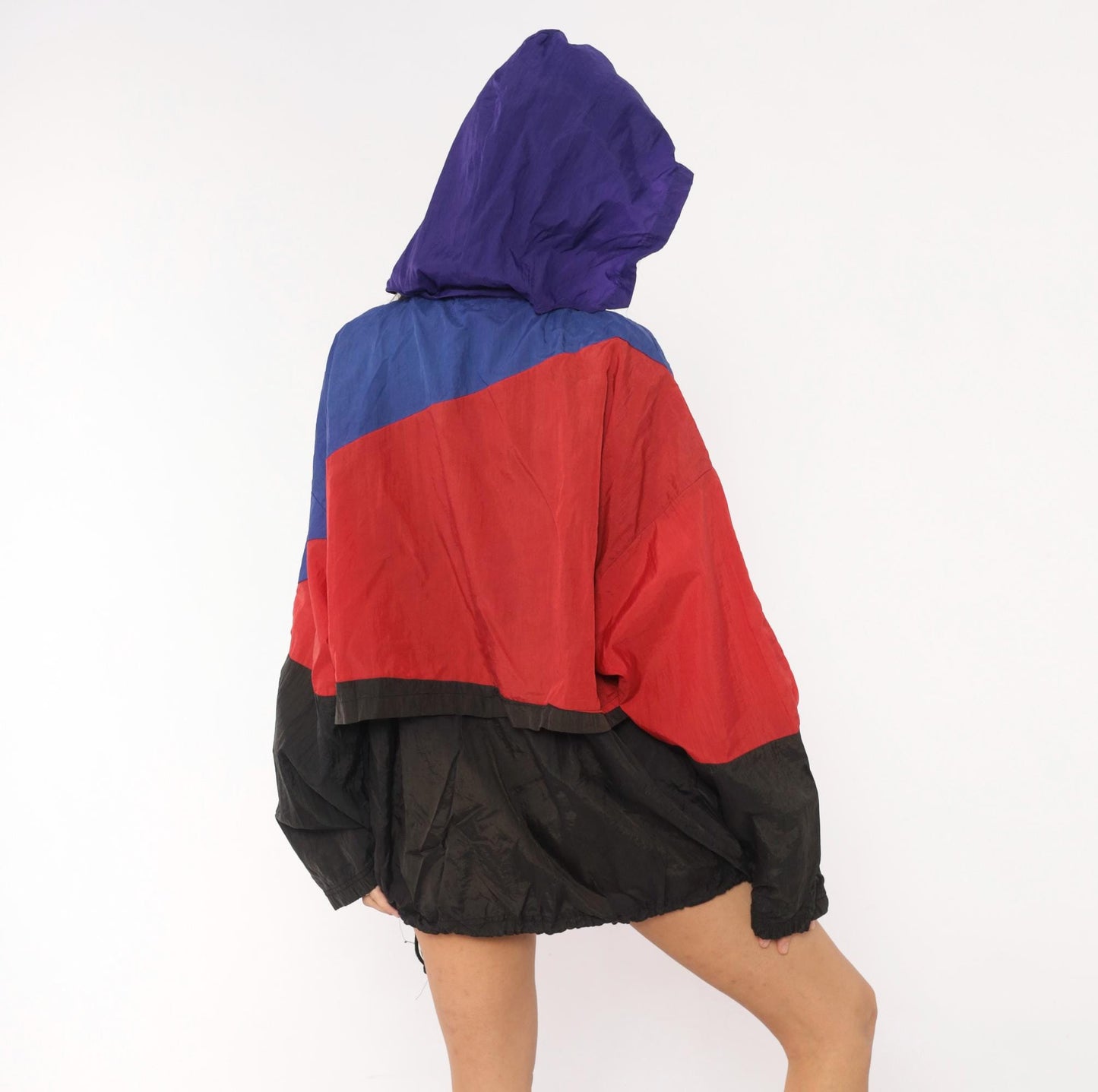 90s Reebok Windbreaker Colorblock Red Purple Black Jacket Extra Large XL