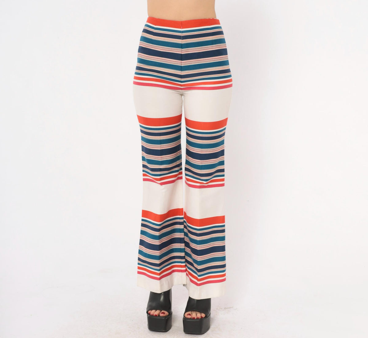 70s A.Stopper Sport Striped Flare Pants High Waist Bell Bottom Small S