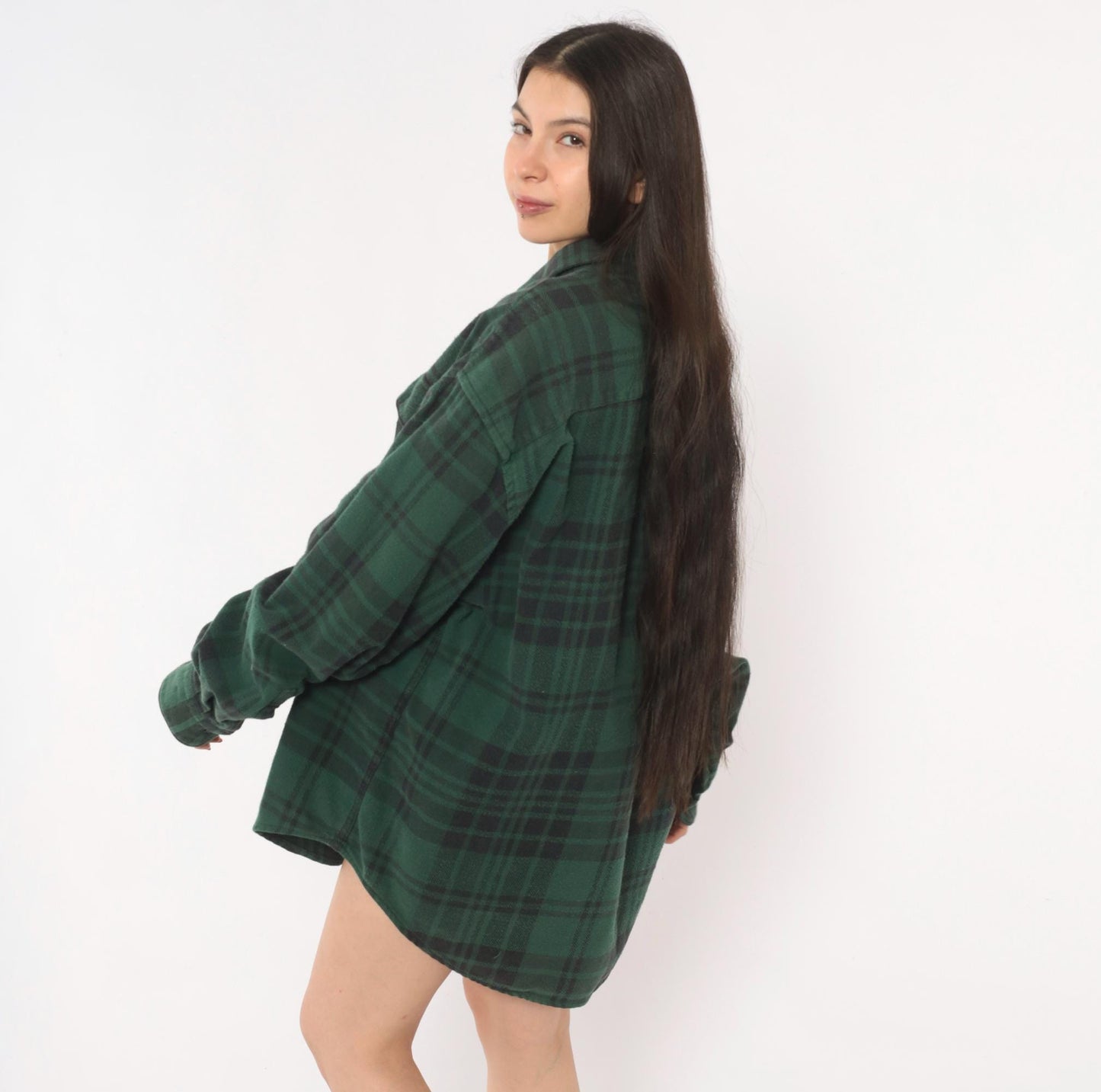 90s Gap Green Plaid Flannel Shirt Button-Up Grunge Cotton Extra Large XL