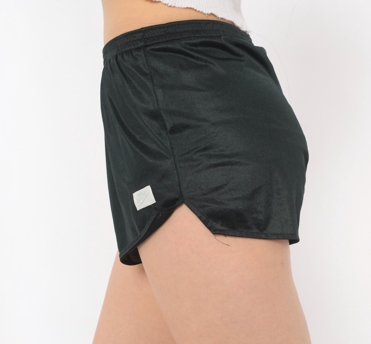 80s Nike Running Shorts Black Nylon Split Hem Athletic Extra Small XS