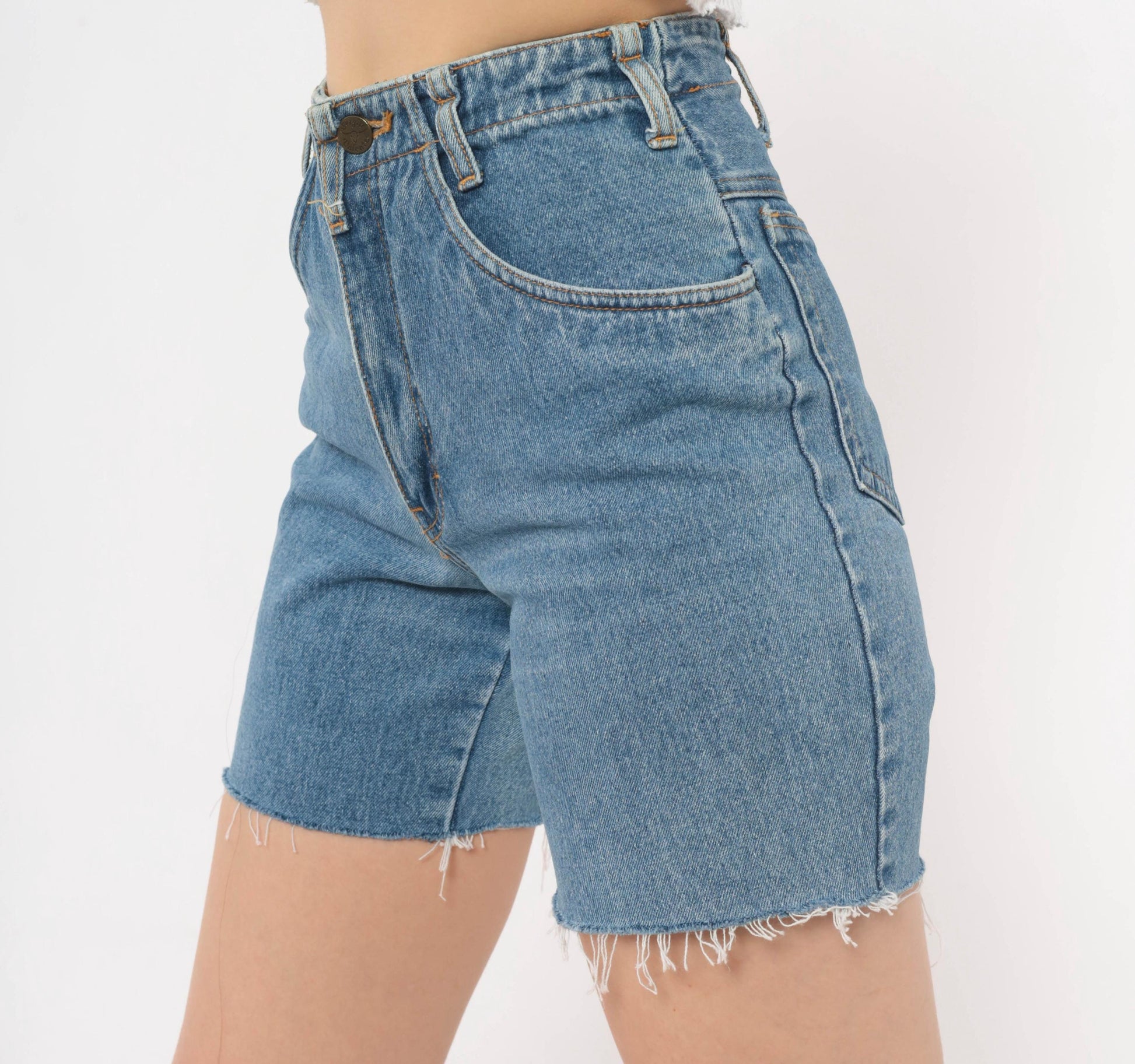 90s Sergio Valente High Waisted Cutoff Denim Shorts Blue Medium Wash Extra Small XS