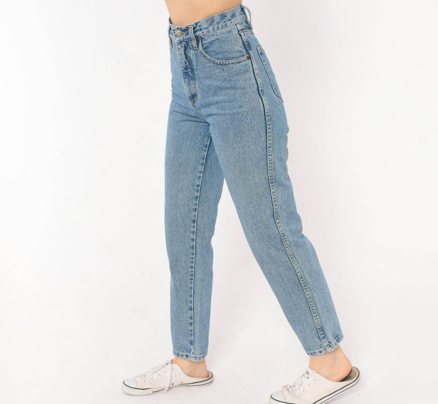 90s Guess Mom Jeans High Waisted Tapered Light Wash Denim XXS