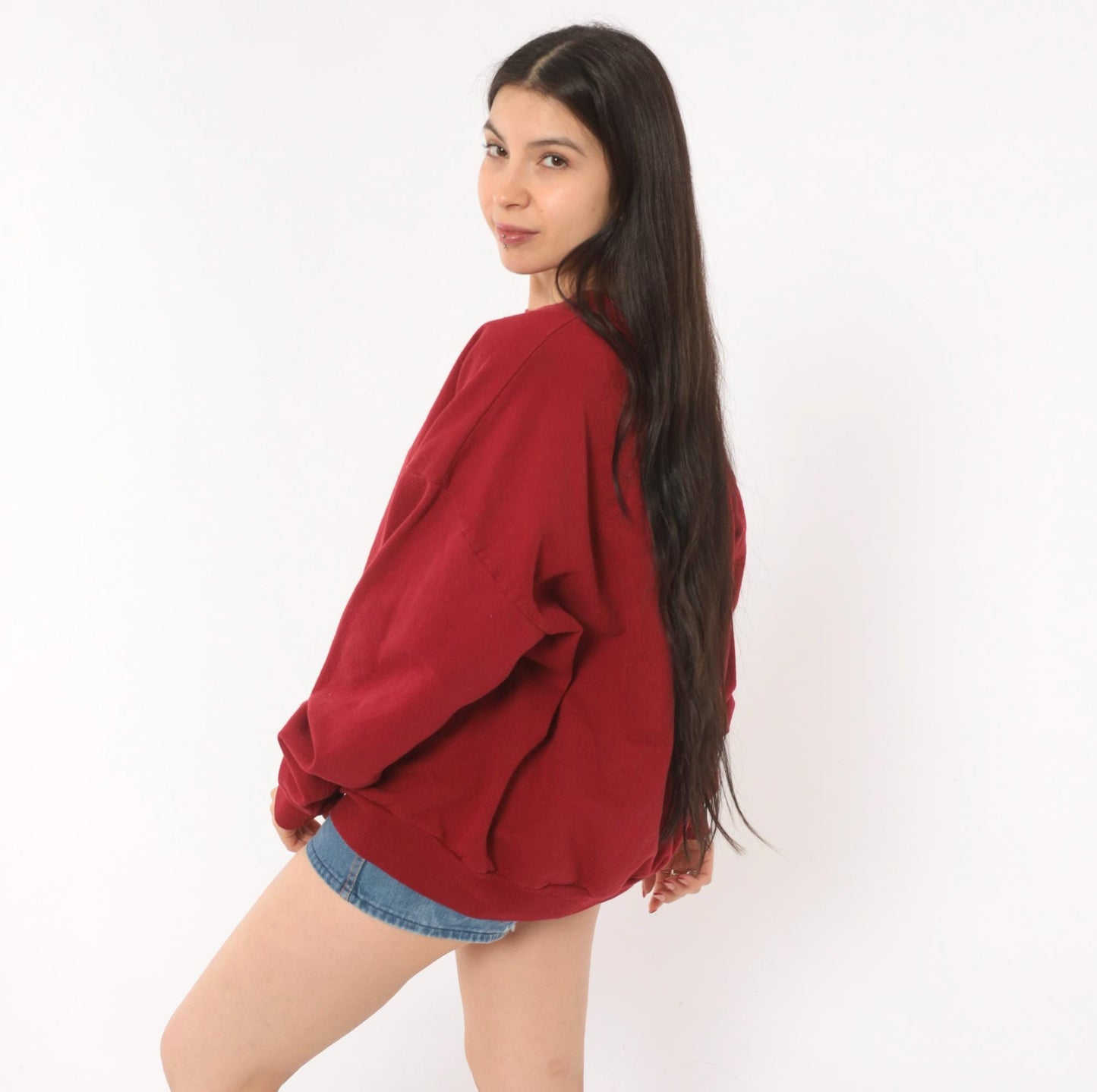 90s Jerzees Burgundy Crewneck Sweatshirt Cotton Blend Extra Large XL