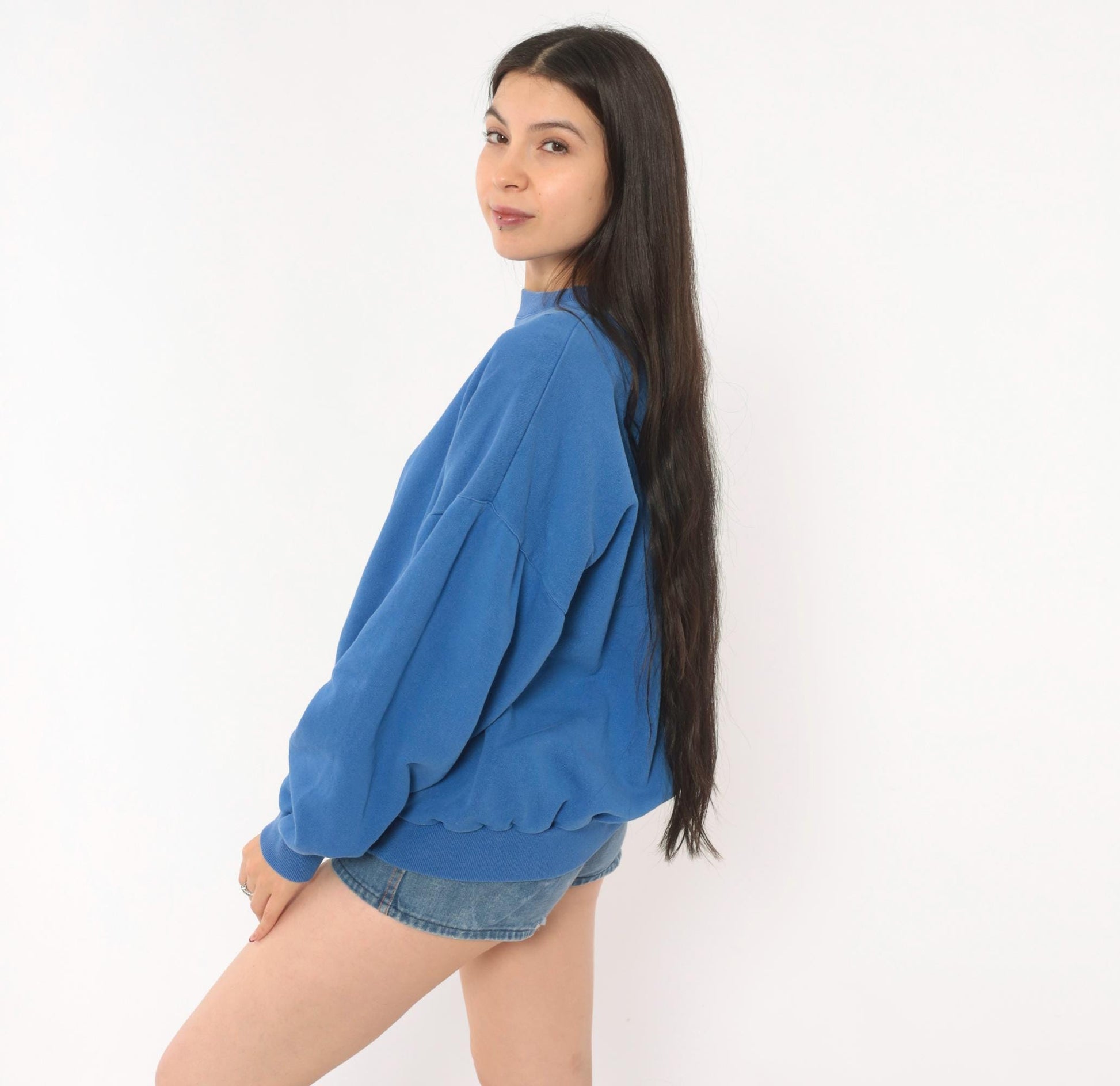 90s All Basic Ungdomsskolen Crewneck Sweatshirt Cobalt Blue Cotton Large L
