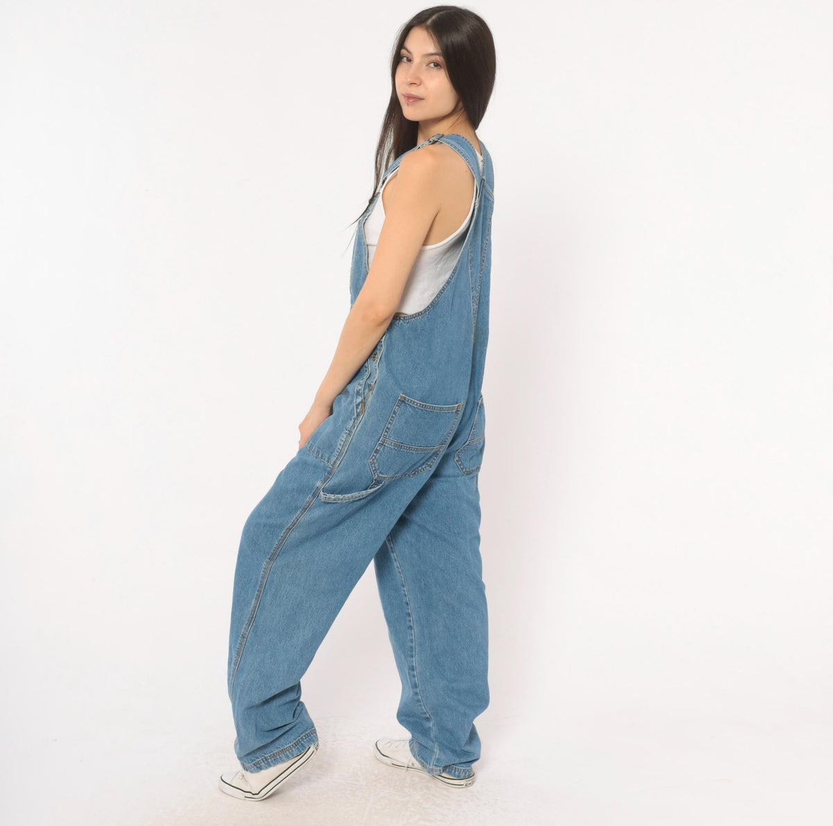 90s Unionbay Denim Overalls Medium Blue Cargo Bib Dungarees