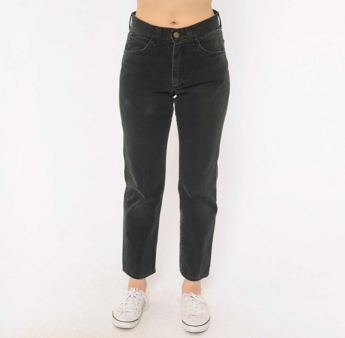 80s Lee High Waisted Straight Leg Jeans Black Denim Small S