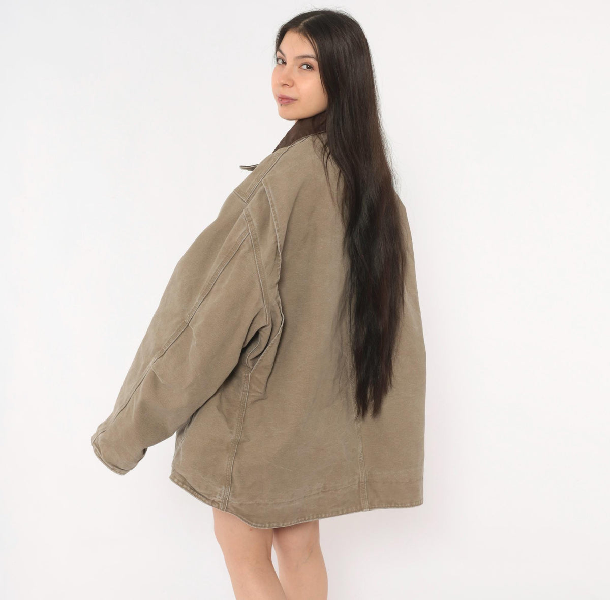 2000s Carhartt Duck Canvas Chore Coat Tan Brown Lined XXL