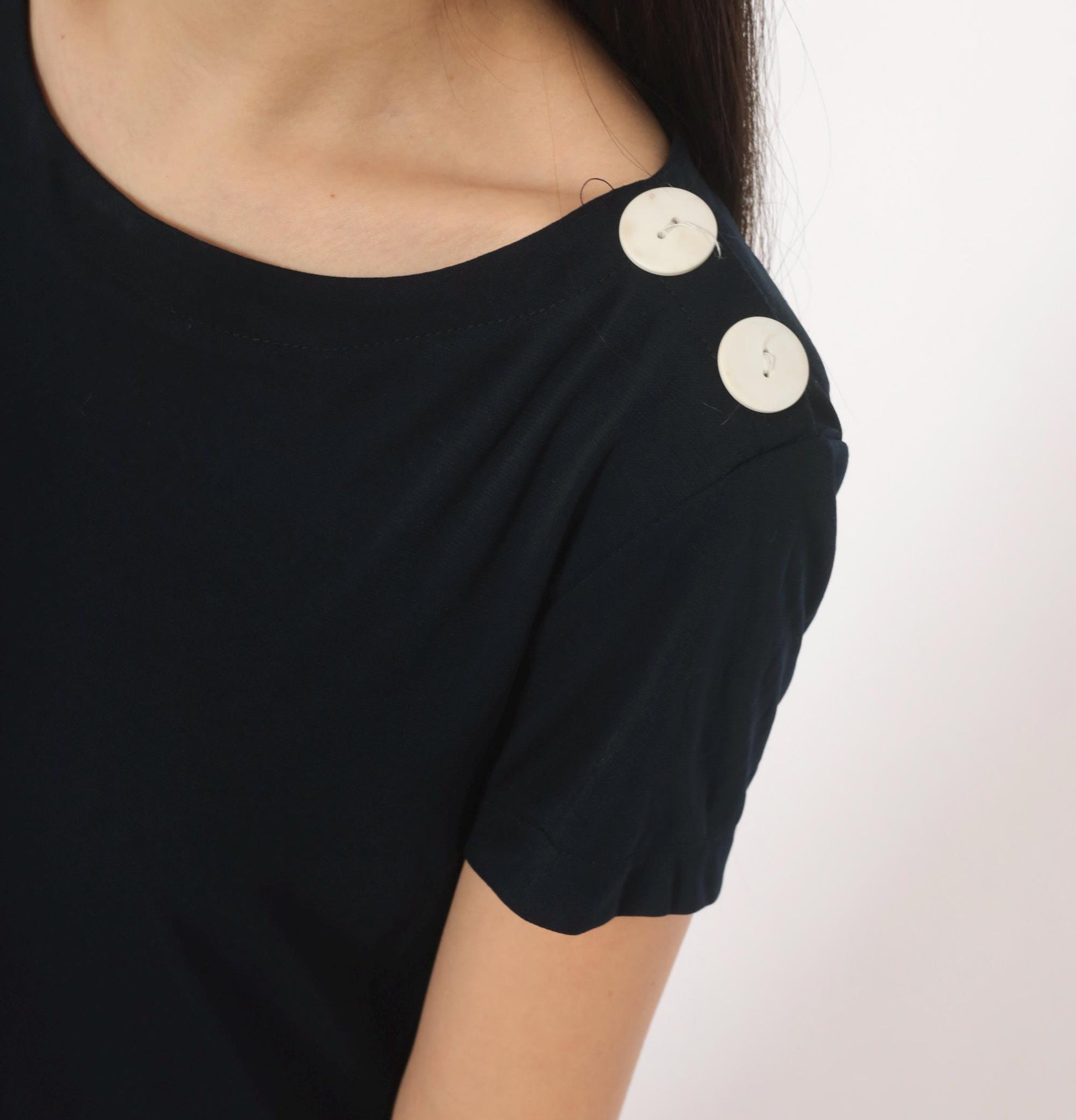 90s Robbie Bee Drop Waist Dress Navy Cream Pleated Colorblock Small