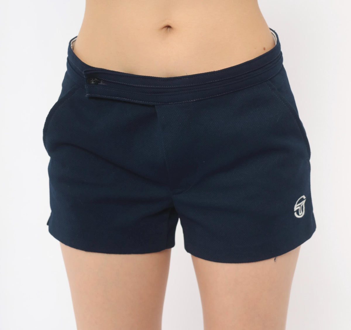 80s Sergio Tacchini Navy Athletic Shorts Embroidered Logo Small S