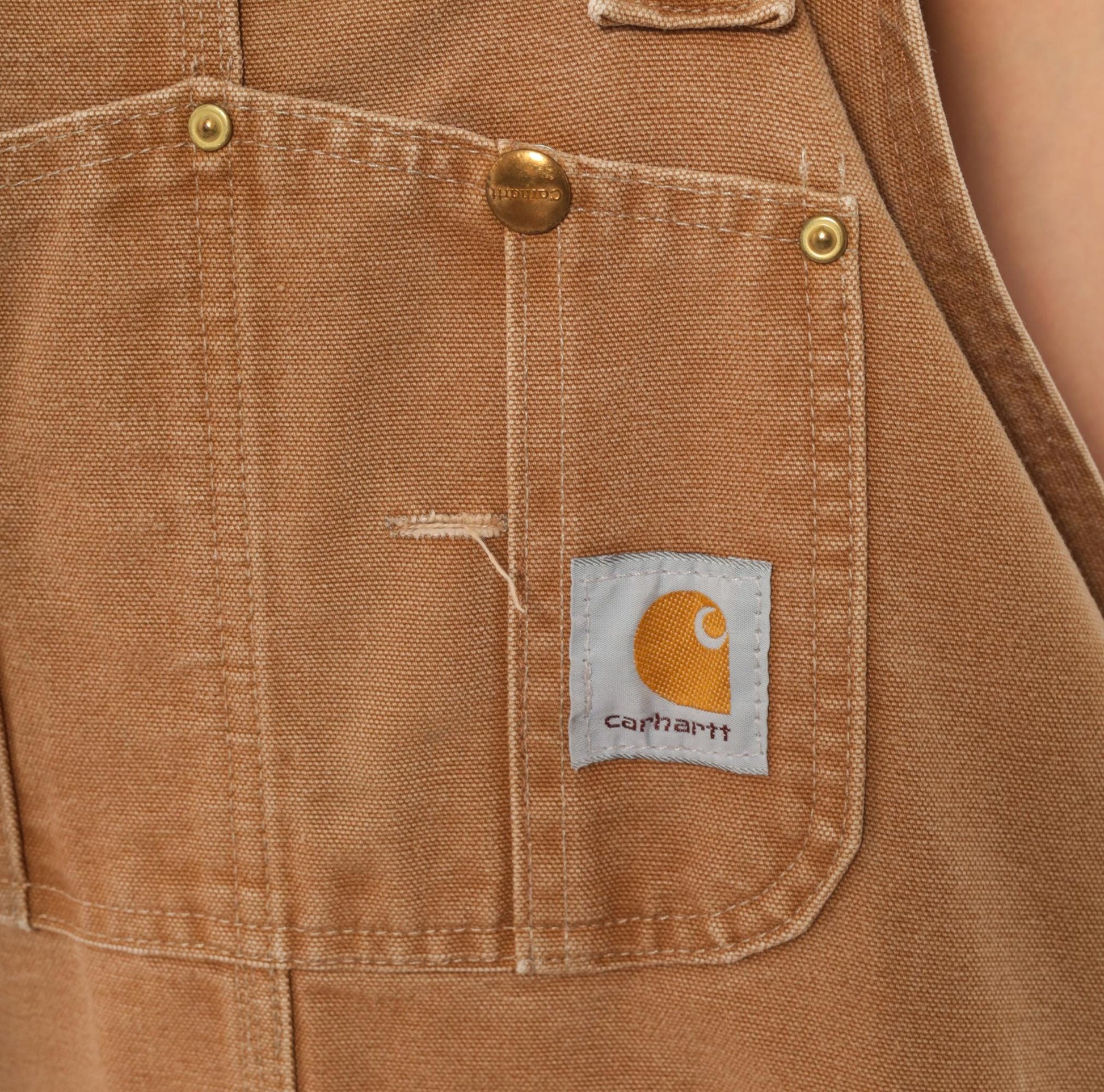 Y2K Carhartt Double Knee Bib Overalls Tan Duck Canvas Workwear XXXL