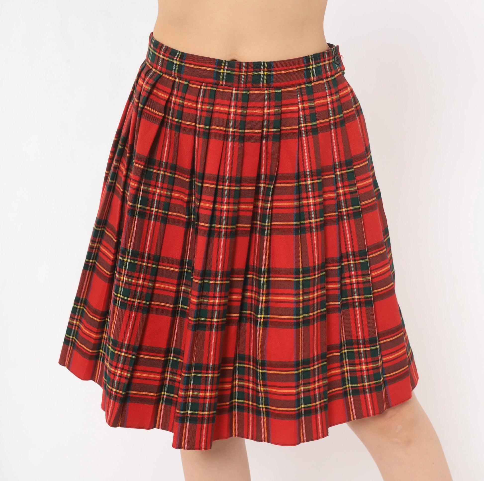 80s Limon Company Royal Stewart Tartan Pleated Skirt Red Small